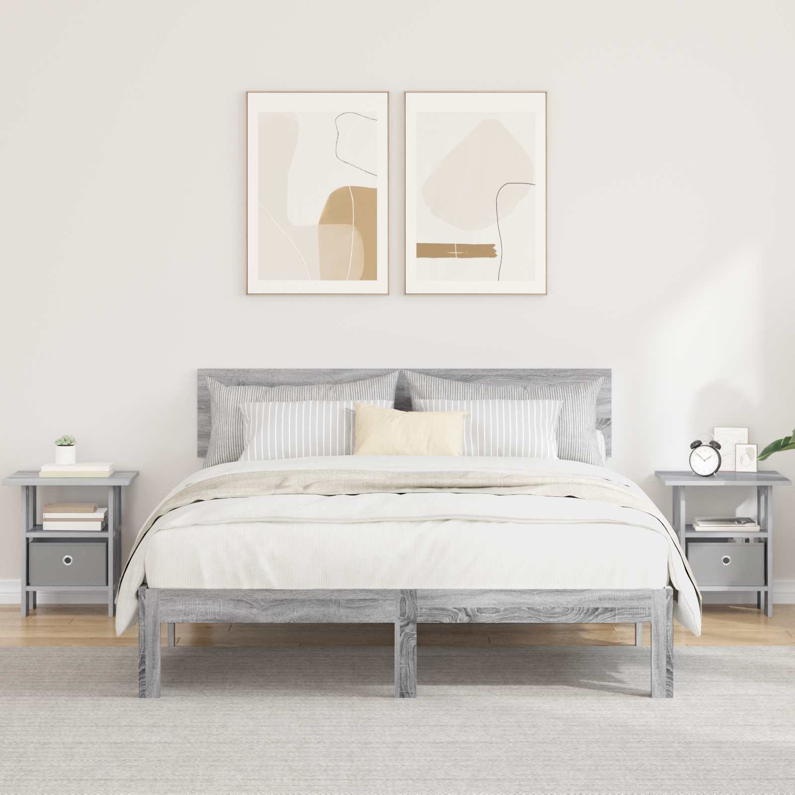 Nachtkastje 2 pcs Grijs Sonoma 41 x 40 x 45 cm Bewerkt hout is nu te koop bij PeponiXL, paradijselijk wonen!