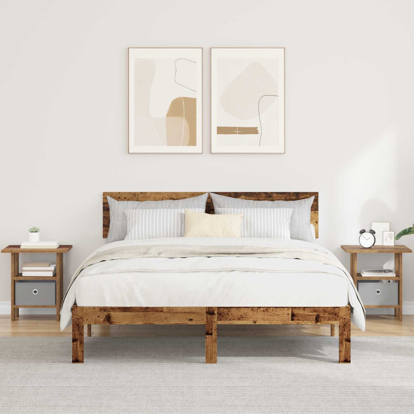 Nachtkastje met lade 2 pcs Oudhout 41 x 40 x 45 cm Bewerkt hout is nu te koop bij PeponiXL, paradijselijk wonen!