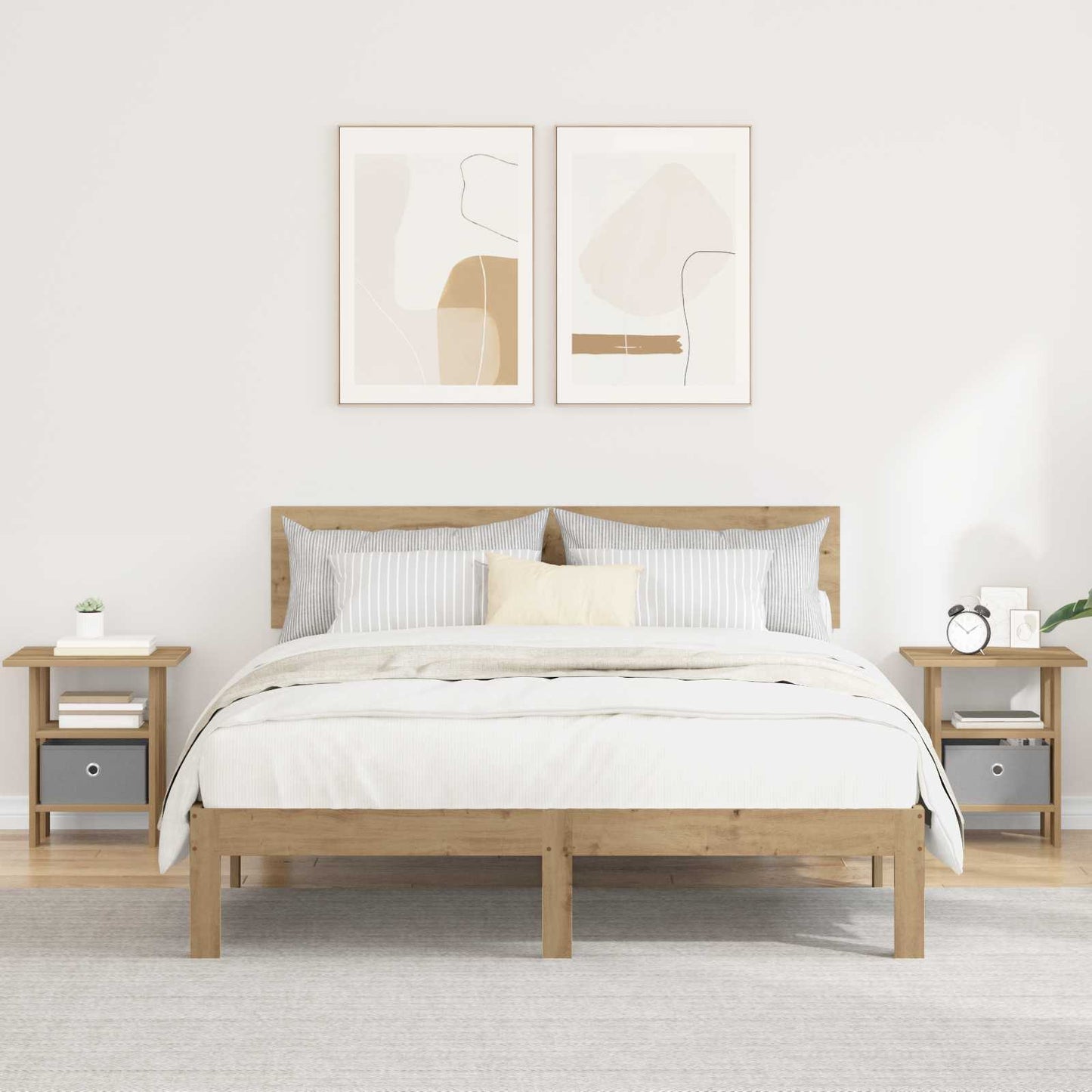 Nachtkastje 2 pcs Artisan Eiken 41 x 40 x 45 cm Bewerkt hout is nu te koop bij PeponiXL, paradijselijk wonen!