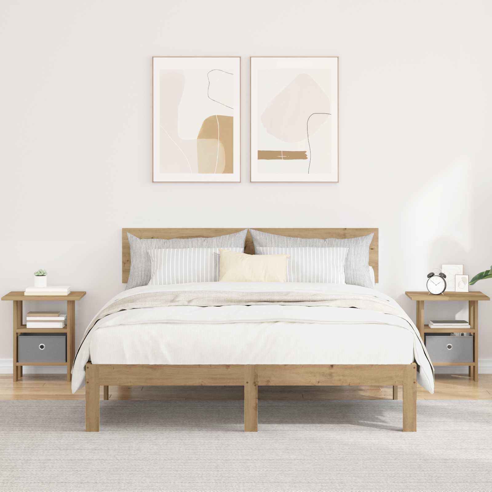 Nachtkastje 2 pcs Artisan Eiken 41 x 40 x 45 cm Bewerkt hout is nu te koop bij PeponiXL, paradijselijk wonen!