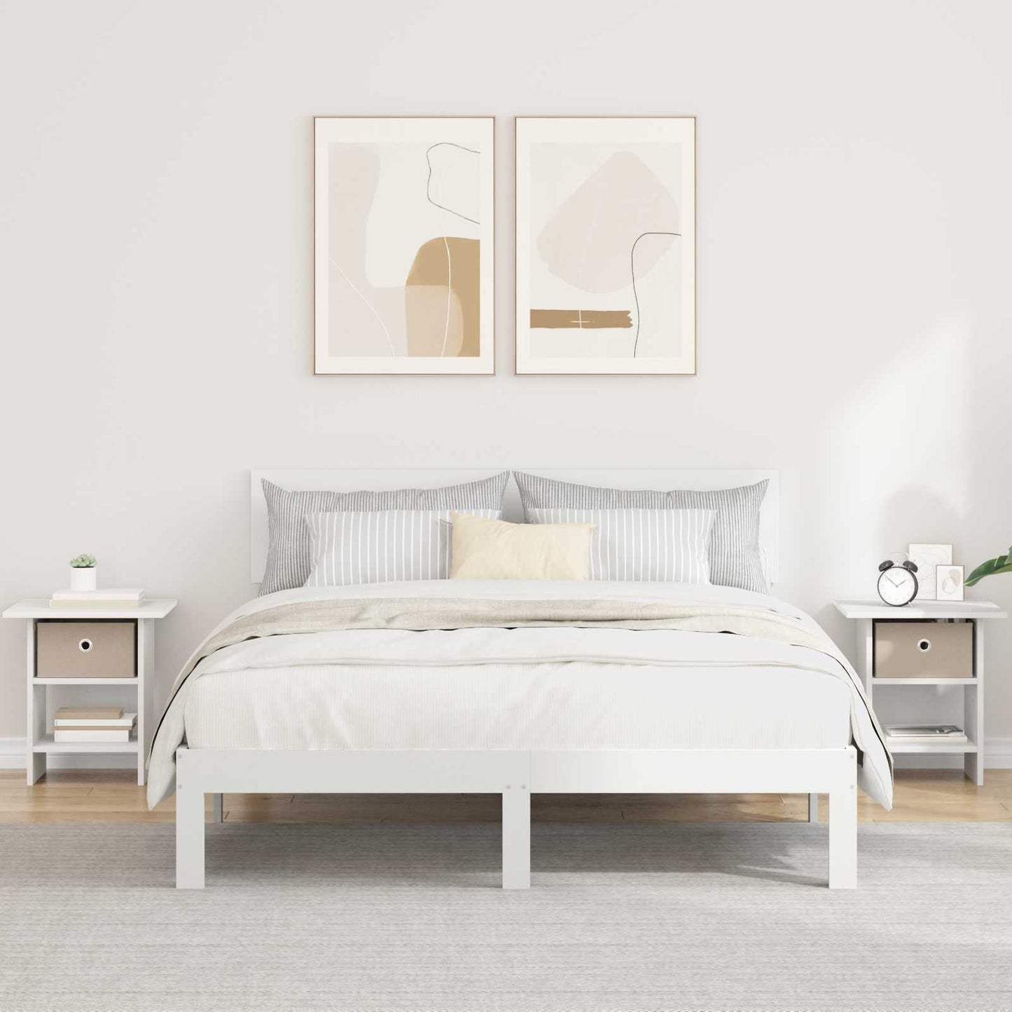 Nachtkastje met lade 2 pcs Wit 41 x 40 x 45 cm Bewerkt hout is nu te koop bij PeponiXL, paradijselijk wonen!
