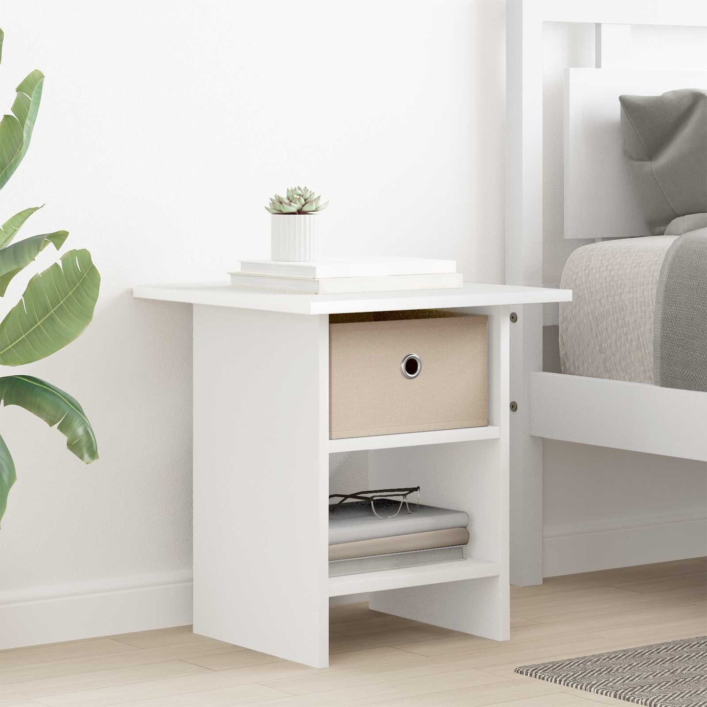Nachtkastje met lade 2 pcs Wit 41 x 40 x 45 cm Bewerkt hout is nu te koop bij PeponiXL, paradijselijk wonen!