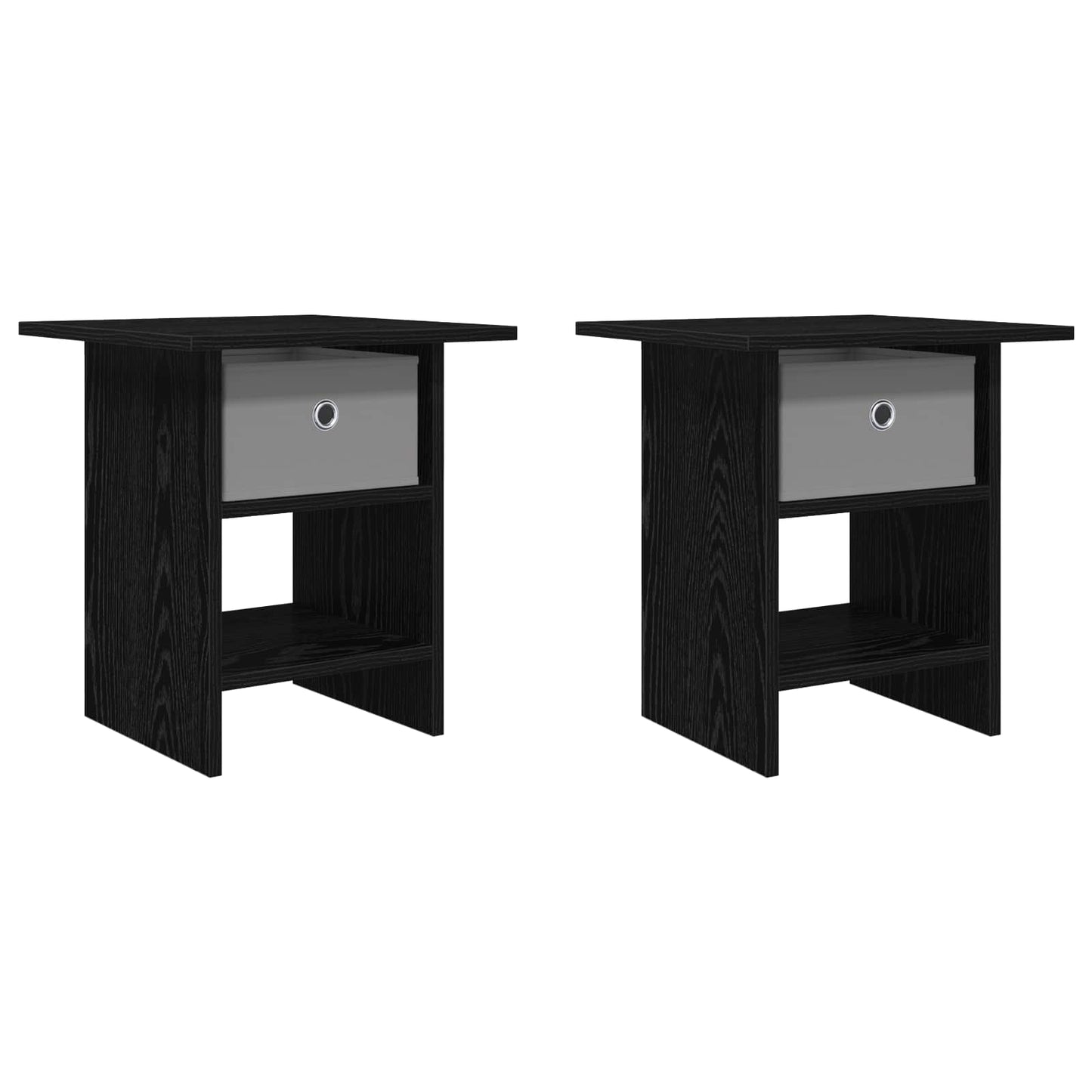 Nachtkastje 2 pcs Zwart Eiken 41 x 40 x 45 cm Bewerkt hout is nu te koop bij PeponiXL, paradijselijk wonen!
