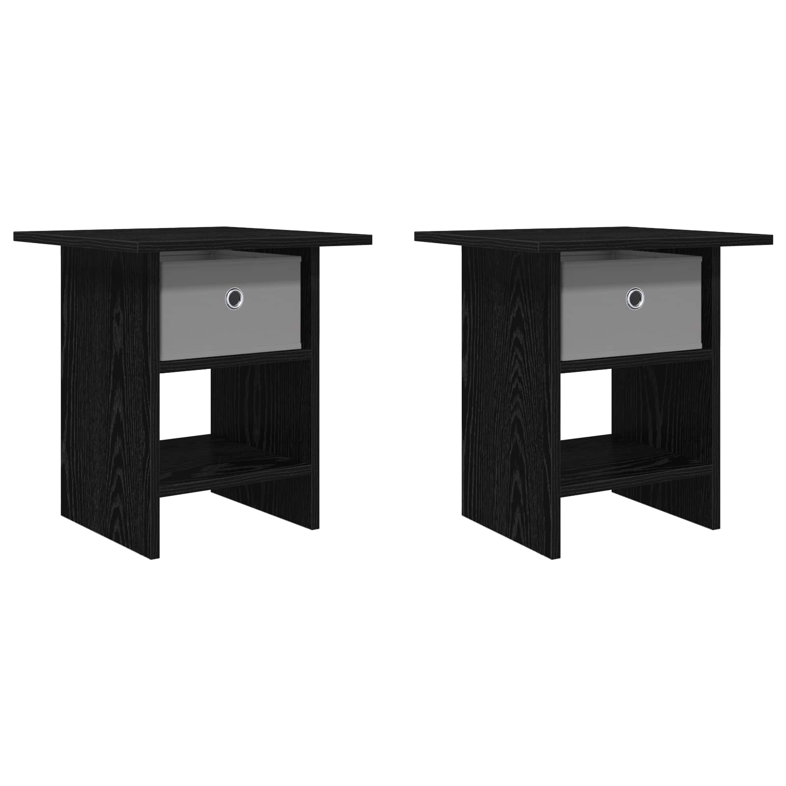 Nachtkastje 2 pcs Zwart Eiken 41 x 40 x 45 cm Bewerkt hout is nu te koop bij PeponiXL, paradijselijk wonen!