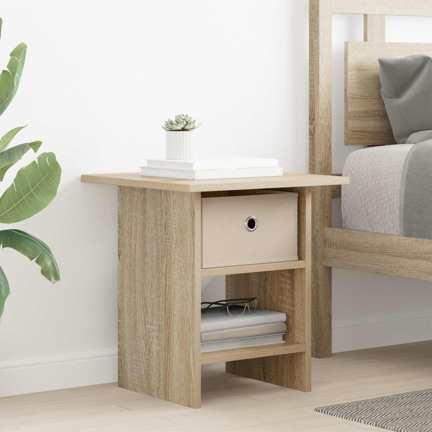 Nachtkastje met lade Sonoma Eiken 41 x 40 x 45 cm Bewerkt hout is nu te koop bij PeponiXL, paradijselijk wonen!