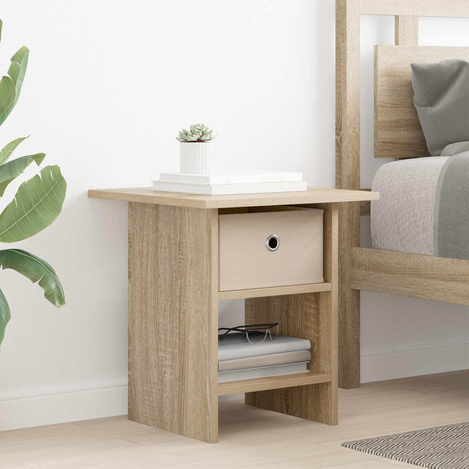 Nachtkastje met lade Sonoma Eiken 41 x 40 x 45 cm Bewerkt hout is nu te koop bij PeponiXL, paradijselijk wonen!