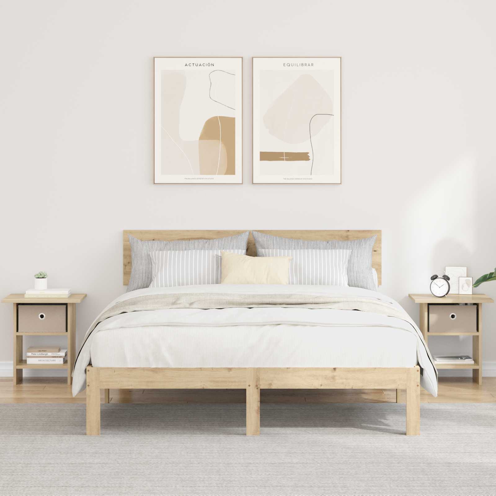Nachtkastje 2 pcs Sonoma Eiken 41 x 40 x 45 cm Bewerkt hout is nu te koop bij PeponiXL, paradijselijk wonen!