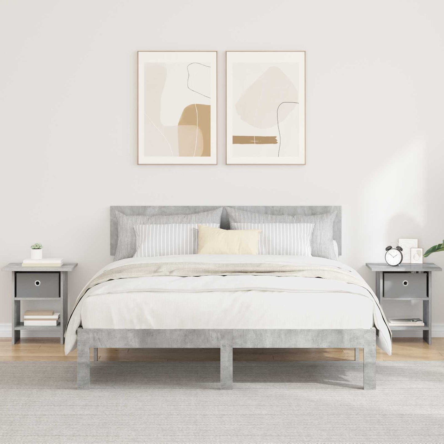 Nachtkastje 2 pcs Beton Grijs 41 x 40 x 45 cm Bewerkt hout is nu te koop bij PeponiXL, paradijselijk wonen!