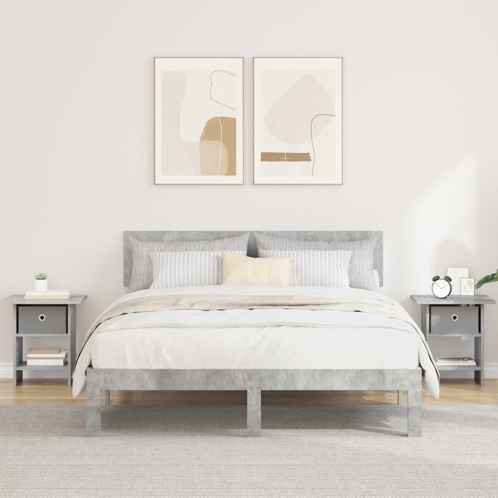 Nachtkastje 2 pcs Beton Grijs 41 x 40 x 45 cm Bewerkt hout is nu te koop bij PeponiXL, paradijselijk wonen!