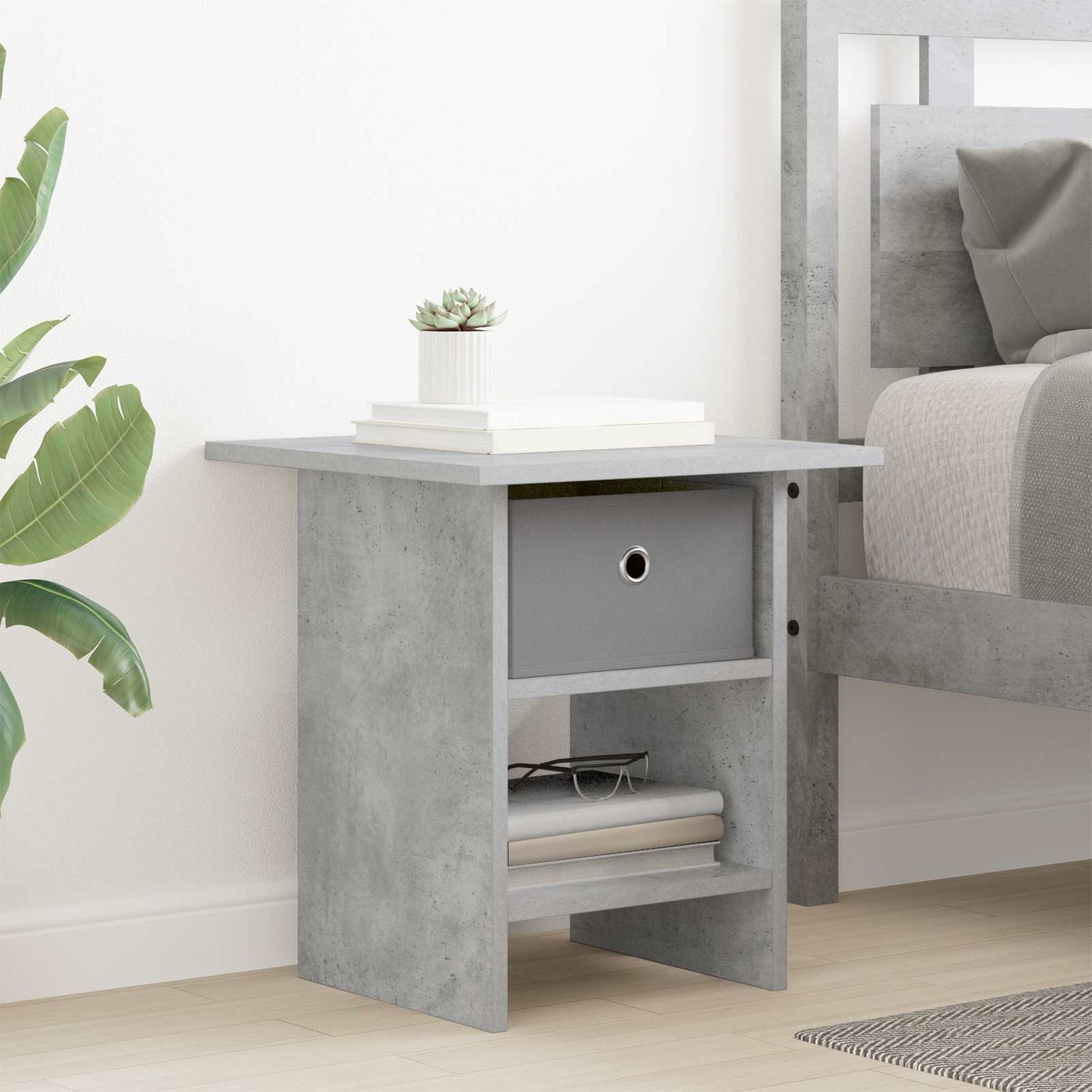 Nachtkastje 2 pcs Beton Grijs 41 x 40 x 45 cm Bewerkt hout is nu te koop bij PeponiXL, paradijselijk wonen!