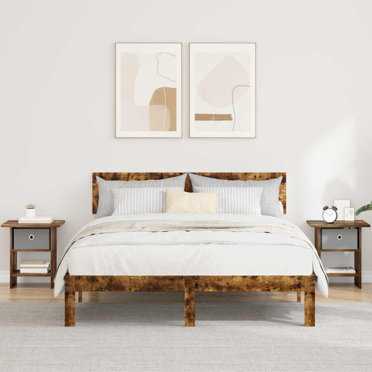 Nachtkastje 2 pcs Gerookt eiken 41 x 40 x 45 cm Bewerkt hout is nu te koop bij PeponiXL, paradijselijk wonen!