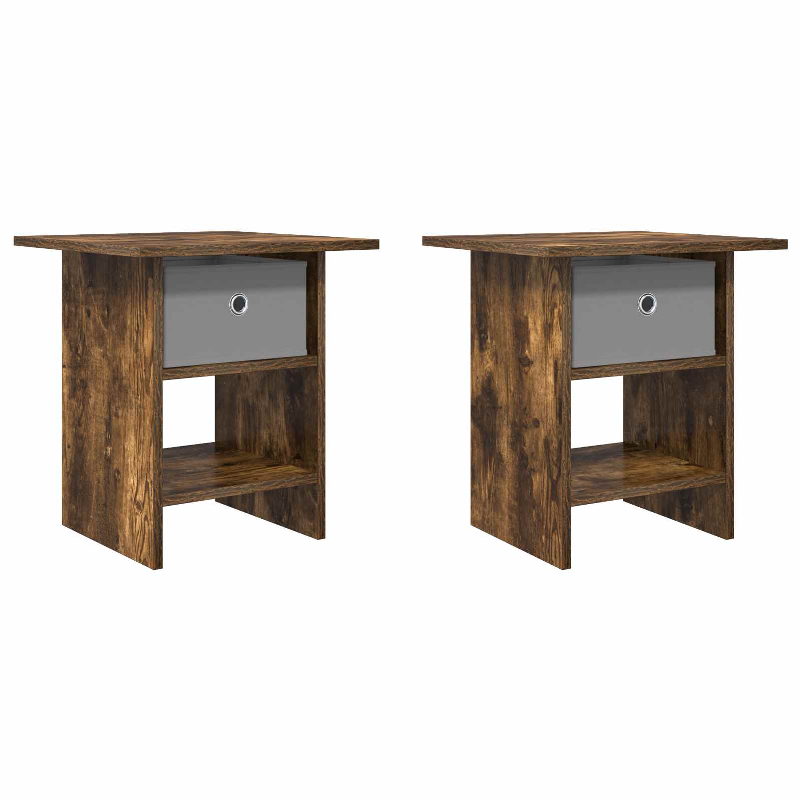 Nachtkastje 2 pcs Gerookt eiken 41 x 40 x 45 cm Bewerkt hout is nu te koop bij PeponiXL, paradijselijk wonen!