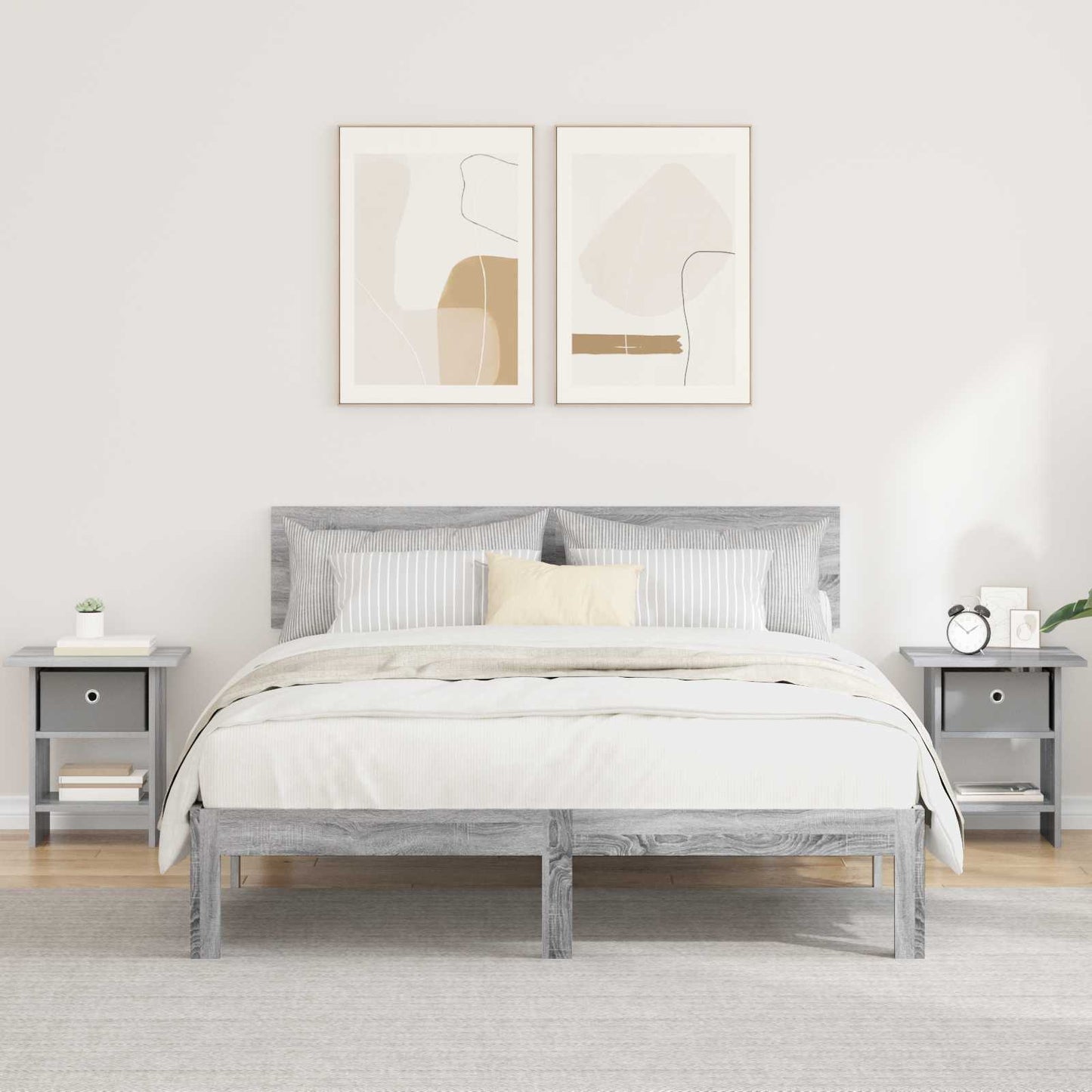 Nachtkastje 2 pcs Grijs Sonoma 41 x 40 x 45 cm Bewerkt hout is nu te koop bij PeponiXL, paradijselijk wonen!