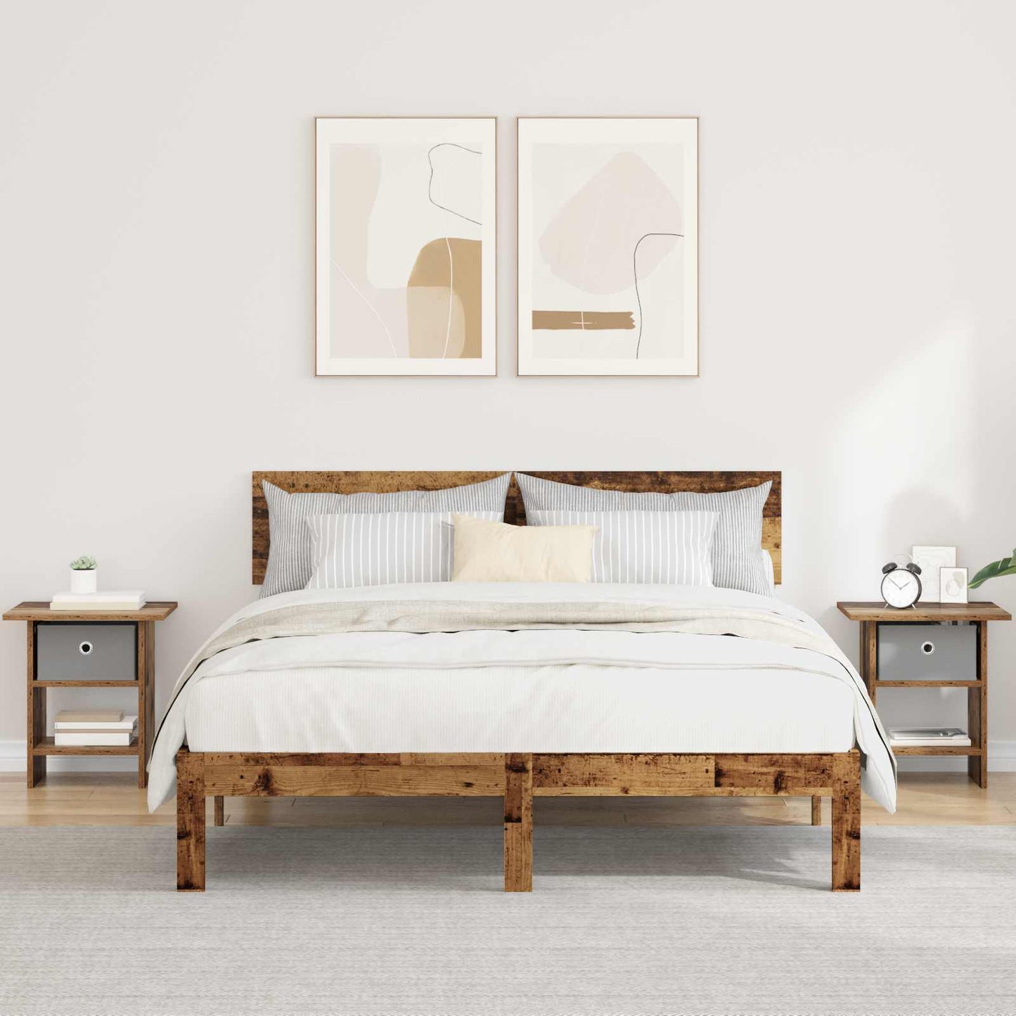 Nachtkastje met lade 2 pcs Oudhout 41 x 40 x 45 cm Bewerkt hout is nu te koop bij PeponiXL, paradijselijk wonen!