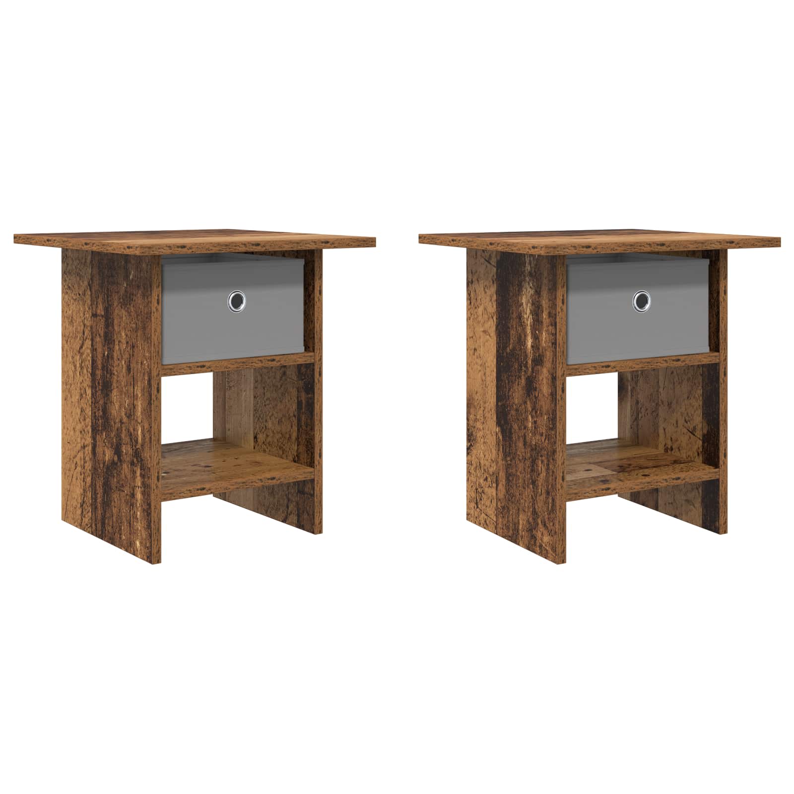 Nachtkastje met lade 2 pcs Oudhout 41 x 40 x 45 cm Bewerkt hout is nu te koop bij PeponiXL, paradijselijk wonen!