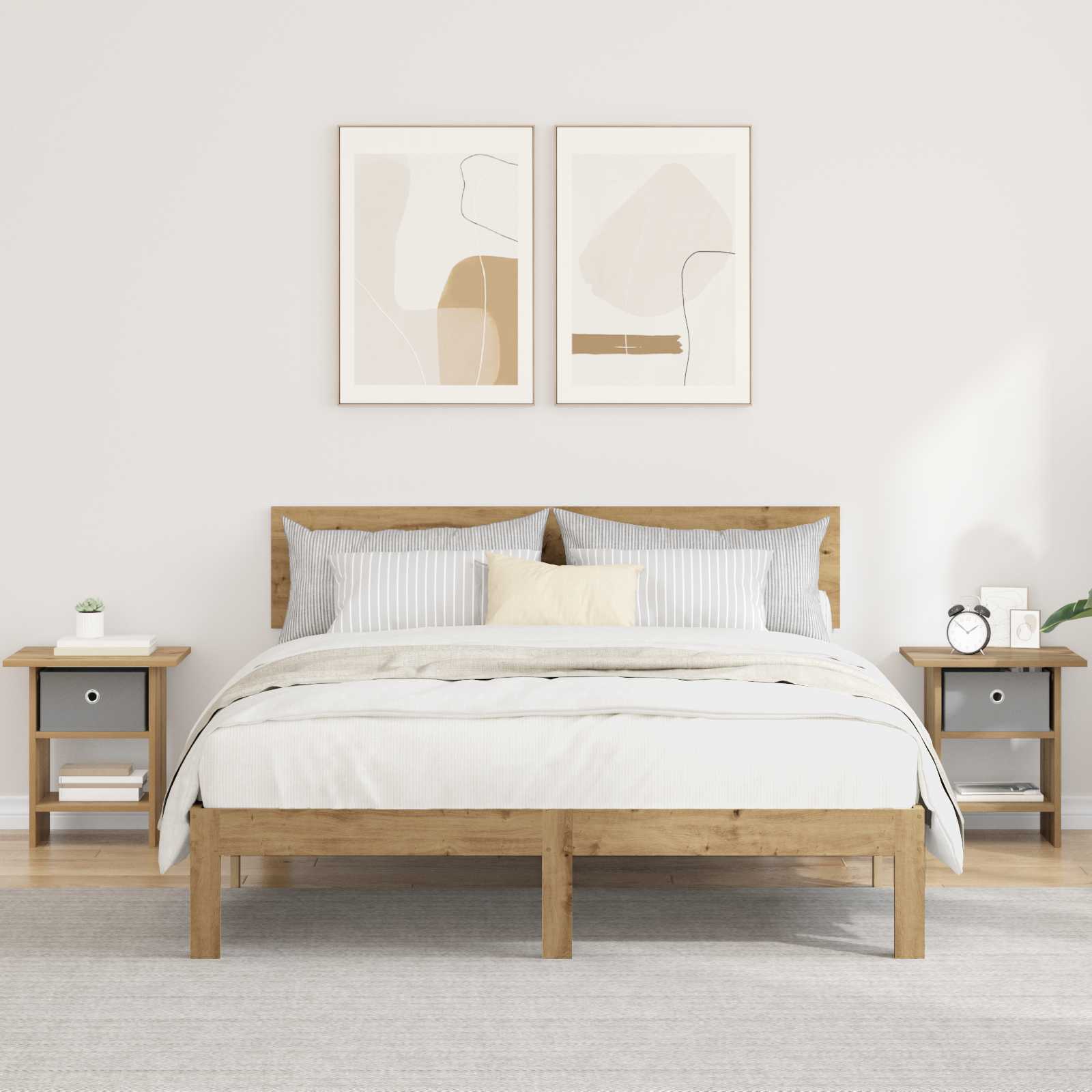 Nachtkastje 2 pcs Artisan Eiken 41 x 40 x 45 cm Bewerkt hout is nu te koop bij PeponiXL, paradijselijk wonen!