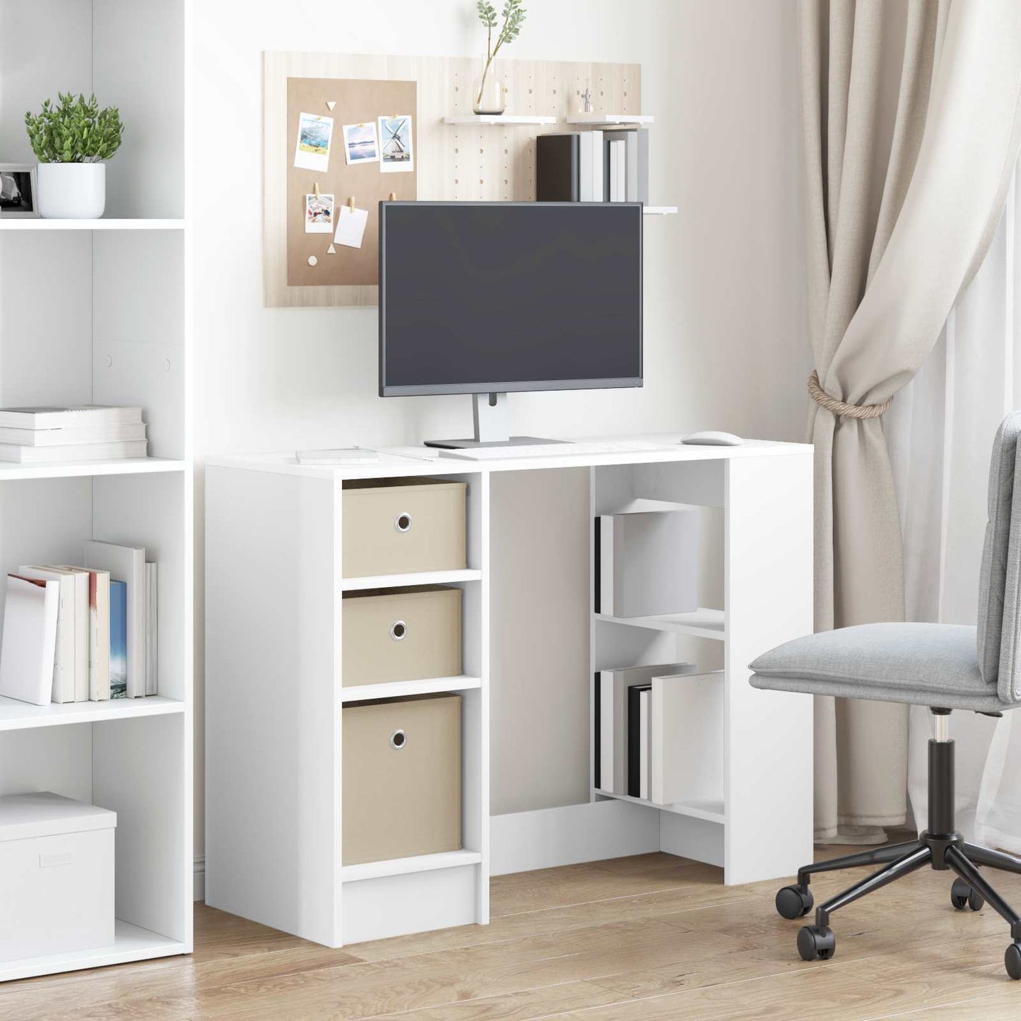 Bureau met lade met plank Wit 100 x 40 x 75 cm Bewerkt hout is nu te koop bij PeponiXL, paradijselijk wonen!