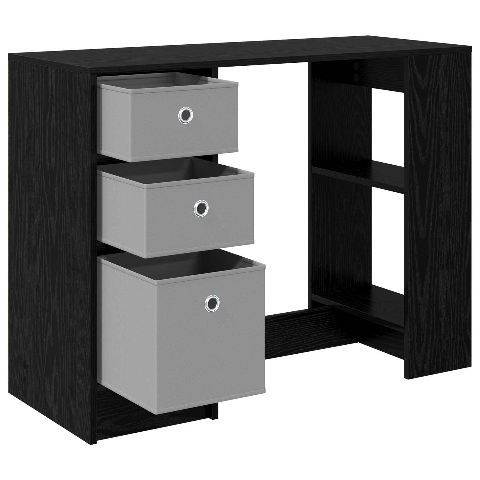 Bureau met lade Zwart Eiken 100 x 40 x 75 cm Bewerkt hout is nu te koop bij PeponiXL, paradijselijk wonen!