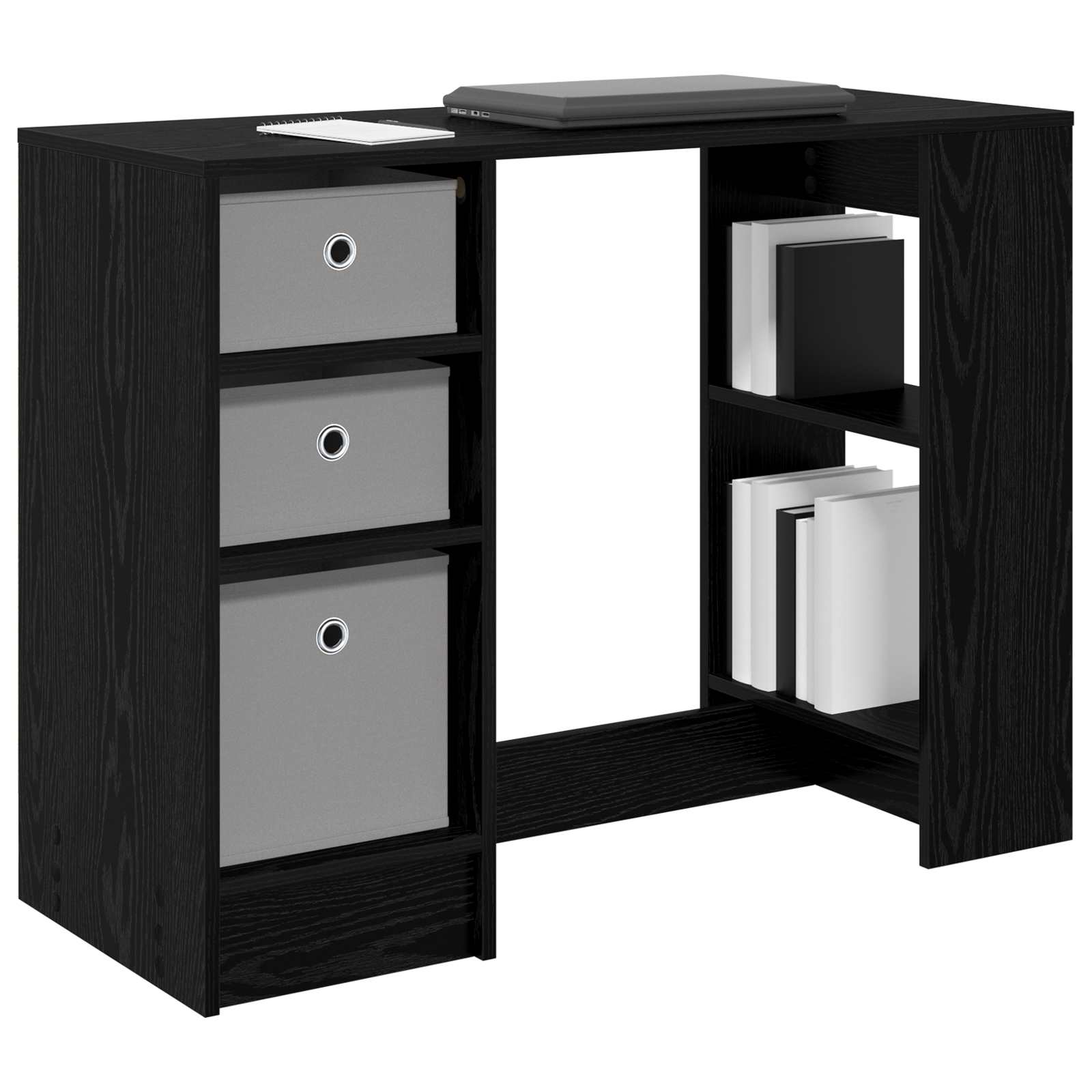 Bureau met lade Zwart Eiken 100 x 40 x 75 cm Bewerkt hout is nu te koop bij PeponiXL, paradijselijk wonen!