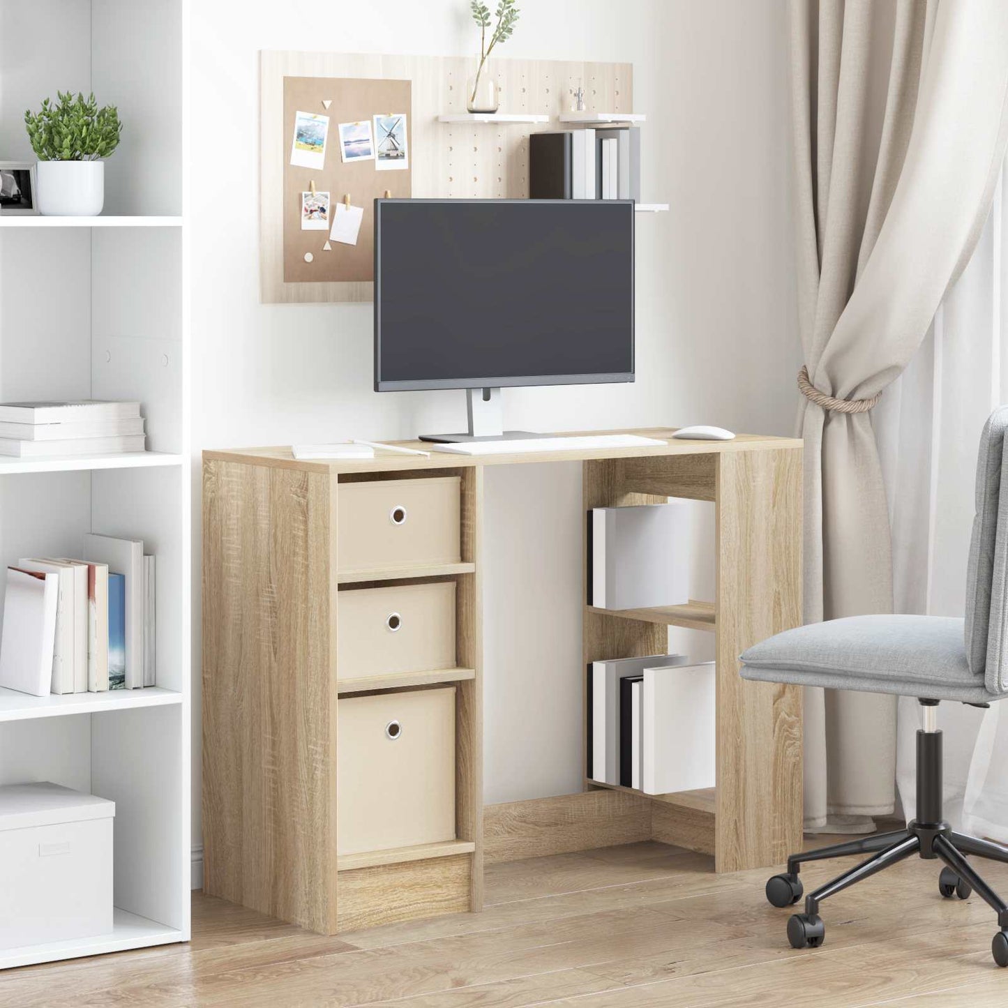 Bureau met lade Sonoma Eiken 100 x 40 x 75 cm Bewerkt hout is nu te koop bij PeponiXL, paradijselijk wonen!