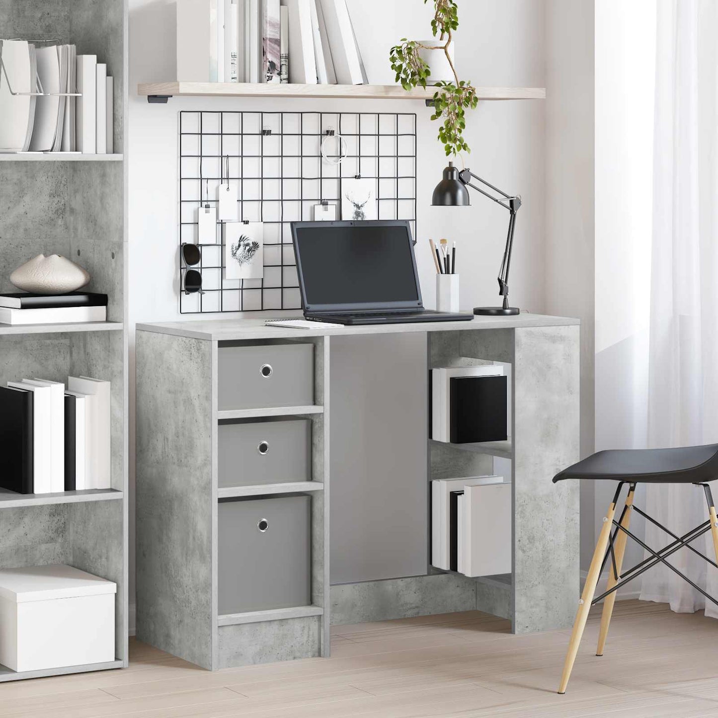 Bureau met lade Beton Grijs 100 x 40 x 75 cm Bewerkt hout is nu te koop bij PeponiXL, paradijselijk wonen!