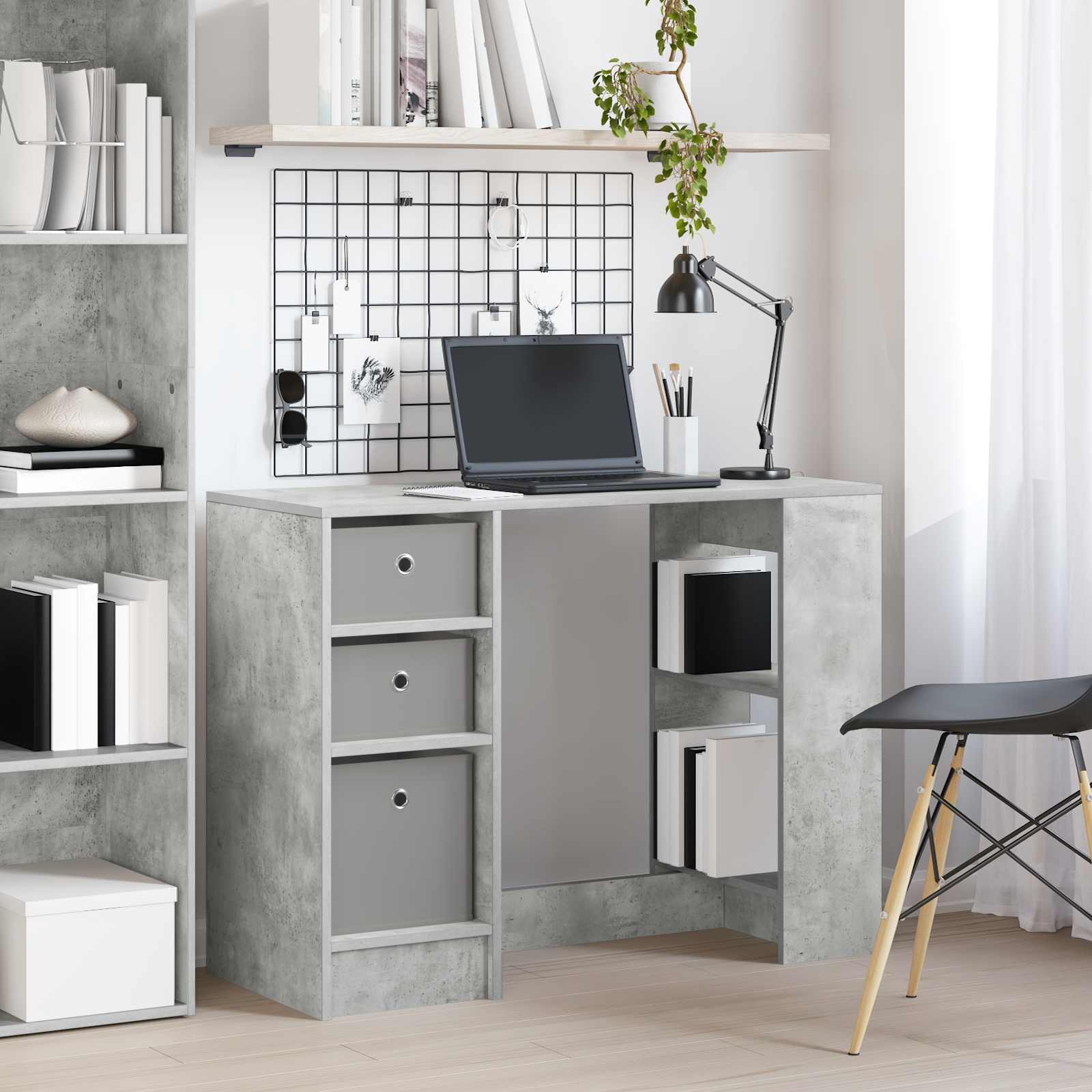 Bureau met lade Beton Grijs 100 x 40 x 75 cm Bewerkt hout is nu te koop bij PeponiXL, paradijselijk wonen!