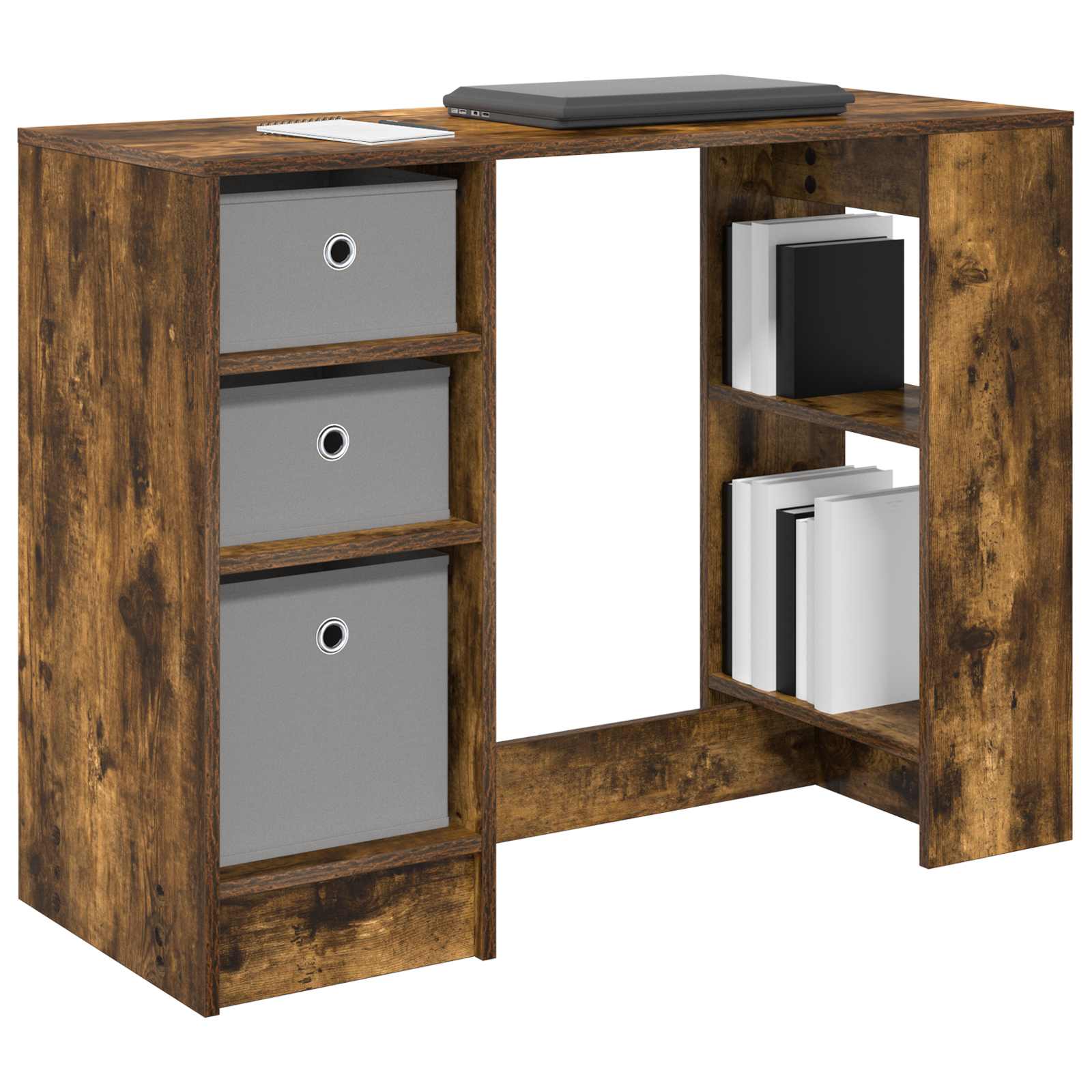 Bureau met lade Gerookt eiken 100 x 40 x 75 cm Bewerkt hout is nu te koop bij PeponiXL, paradijselijk wonen!
