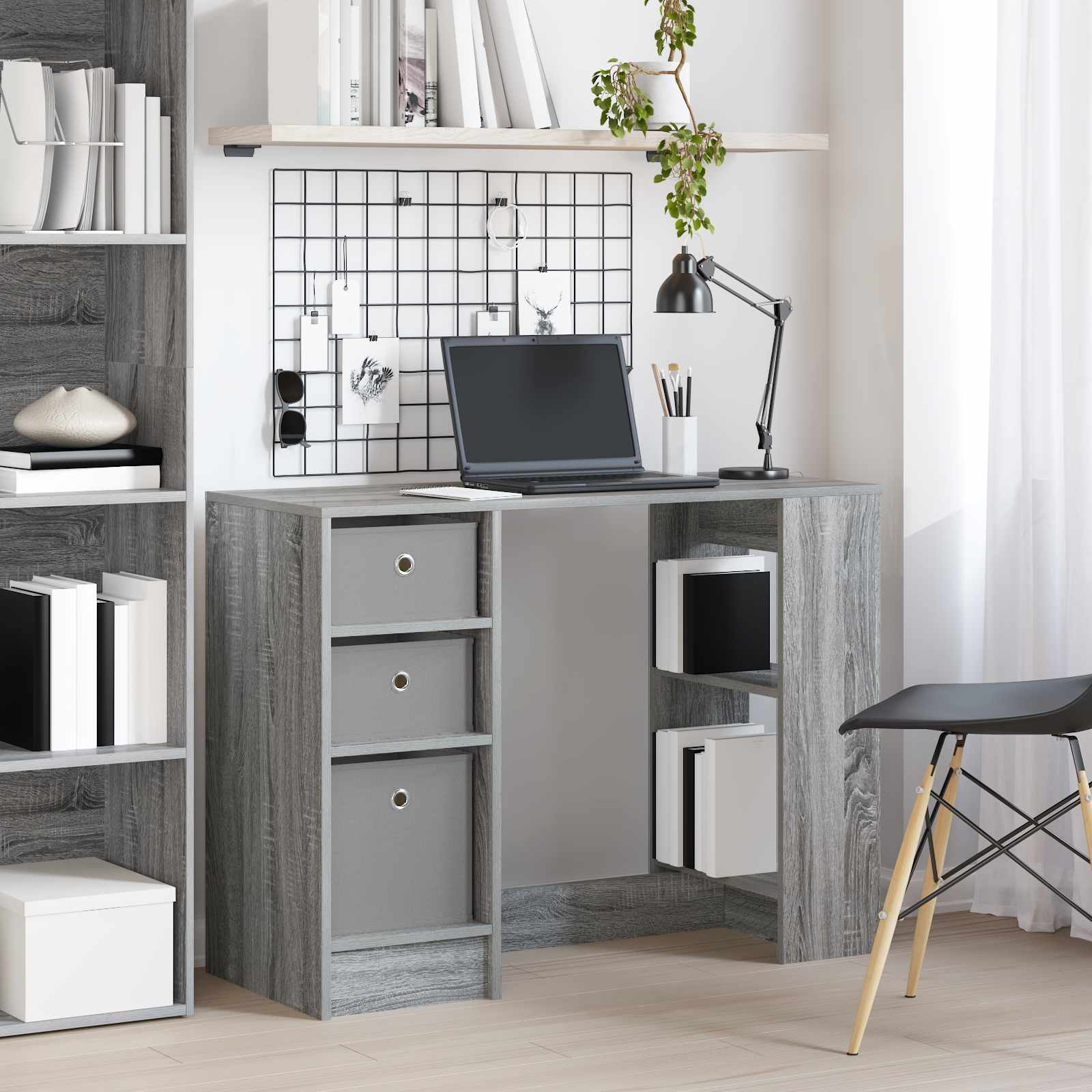 Bureau met lade Grijs Sonoma 100 x 40 x 75 cm Bewerkt hout is nu te koop bij PeponiXL, paradijselijk wonen!