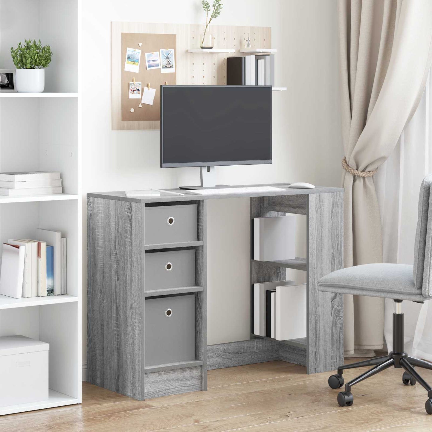 Bureau met lade Grijs Sonoma 100 x 40 x 75 cm Bewerkt hout is nu te koop bij PeponiXL, paradijselijk wonen!
