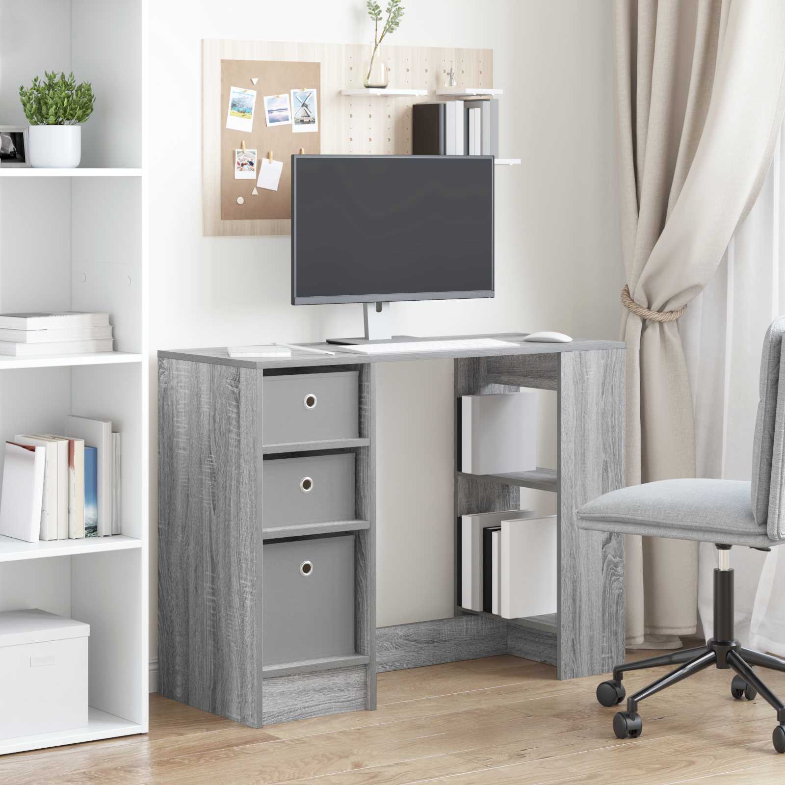Bureau met lade Grijs Sonoma 100 x 40 x 75 cm Bewerkt hout is nu te koop bij PeponiXL, paradijselijk wonen!