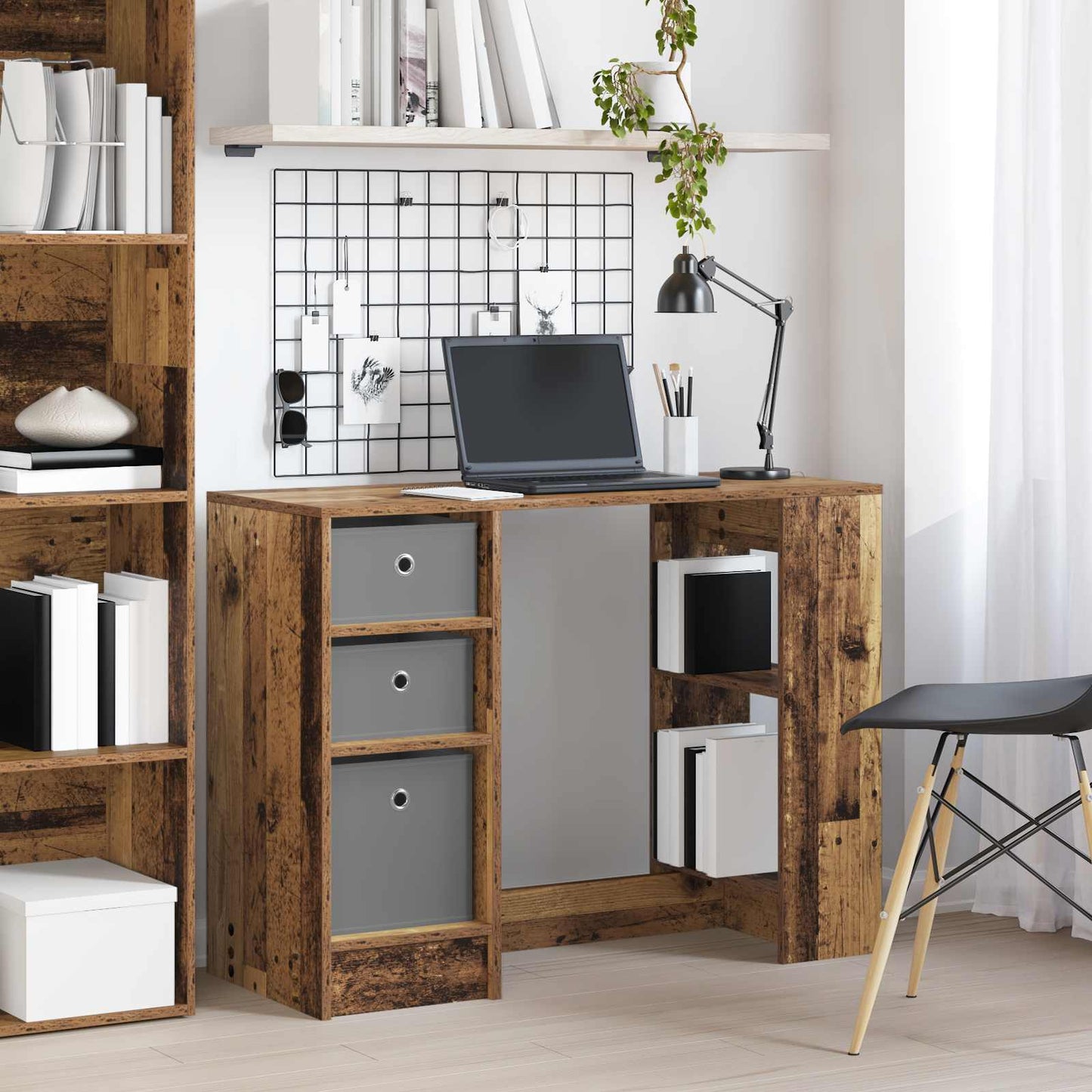Bureau met lade met plank Oudhout 100 x 40 x 75 cm Bewerkt hout is nu te koop bij PeponiXL, paradijselijk wonen!
