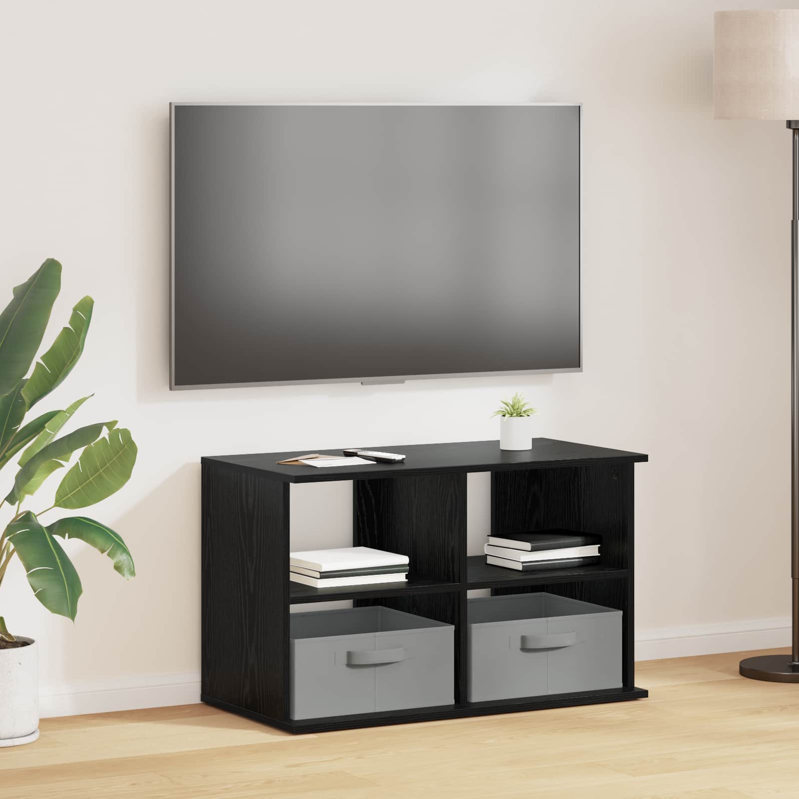 TV-standaard met lade Zwart Eiken 79 x 40 x 48 cm is nu te koop bij PeponiXL, paradijselijk wonen!