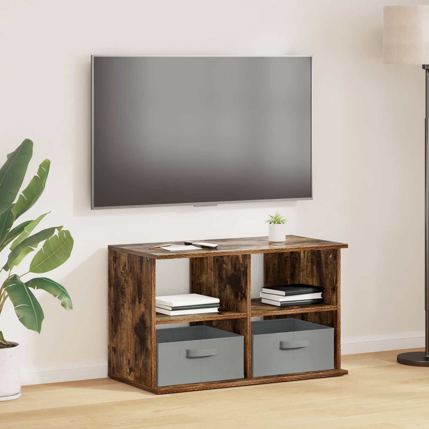 TV-standaard met lade Gerookt eiken 79 x 40 x 48 cm is nu te koop bij PeponiXL, paradijselijk wonen!