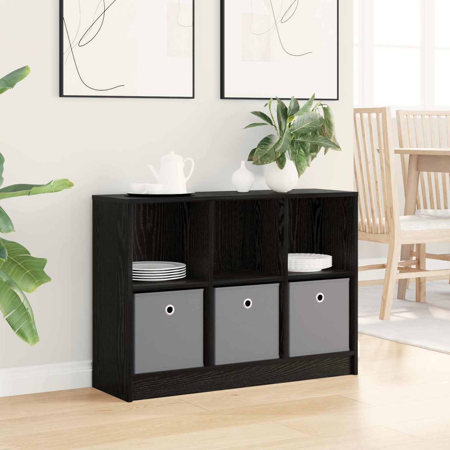 Dressoir met lade Zwart Eiken 88,5 x 27,5 x 63,5 cm is nu te koop bij PeponiXL, paradijselijk wonen!