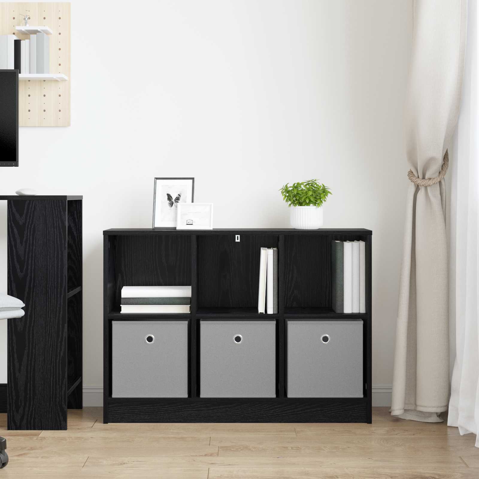 Dressoir met lade Zwart Eiken 88,5 x 27,5 x 63,5 cm is nu te koop bij PeponiXL, paradijselijk wonen!