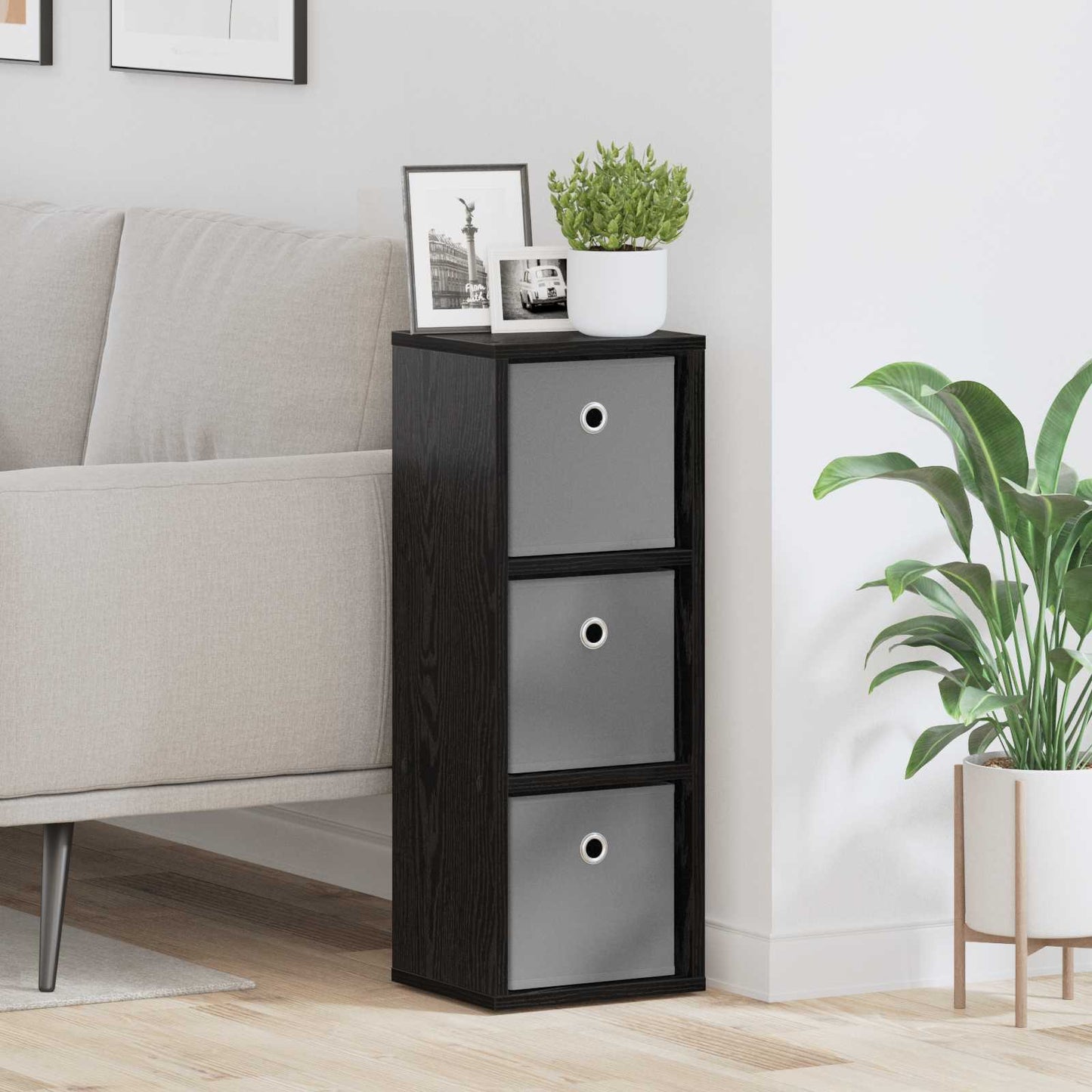 Dressoir met lade Zwart Eiken 25,5 x 22 x 69,5 cm is nu te koop bij PeponiXL, paradijselijk wonen!