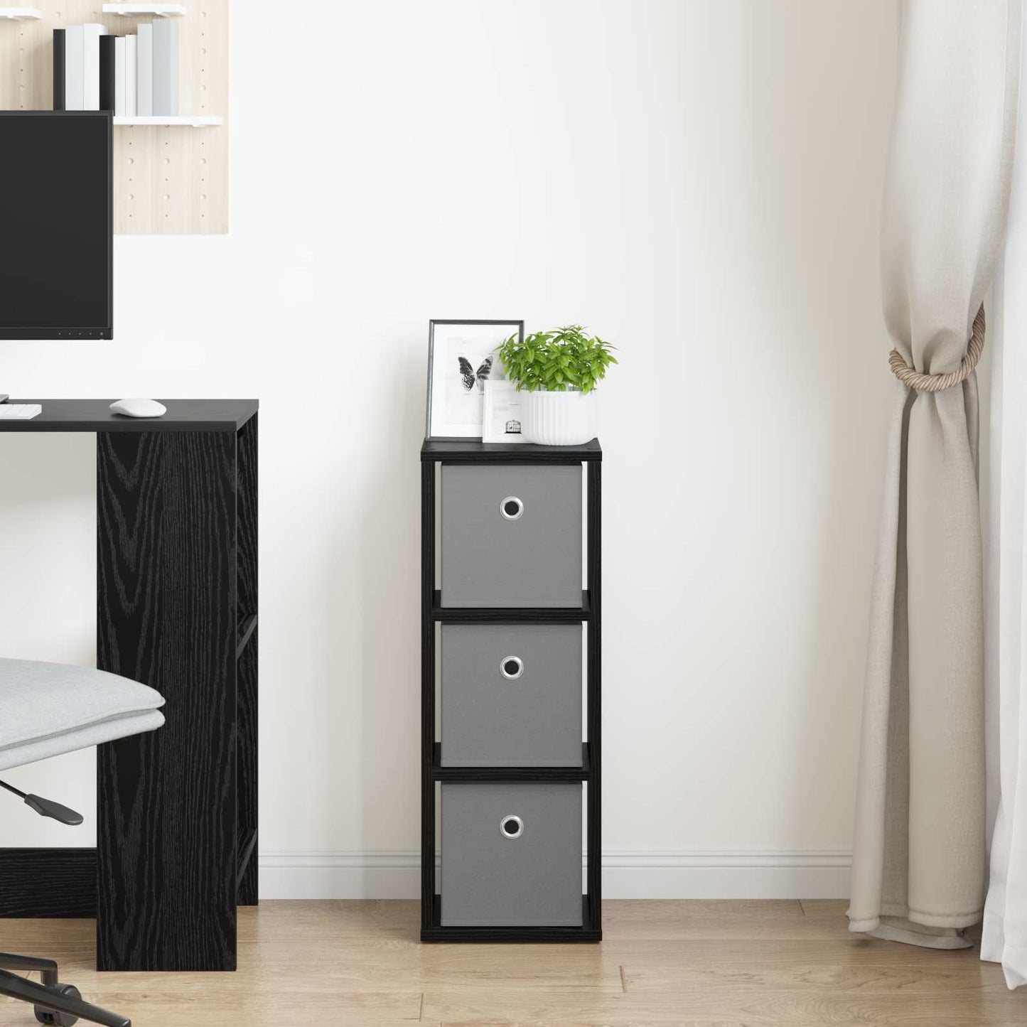 Dressoir met lade Zwart Eiken 25,5 x 22 x 69,5 cm is nu te koop bij PeponiXL, paradijselijk wonen!