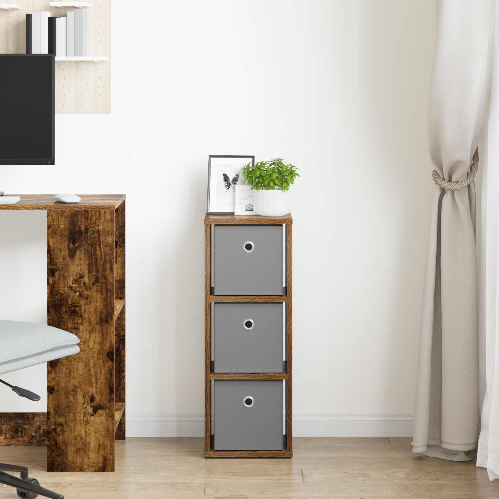 Dressoir met lade Gerookt eiken 25,5 x 22 x 69,5 cm is nu te koop bij PeponiXL, paradijselijk wonen!