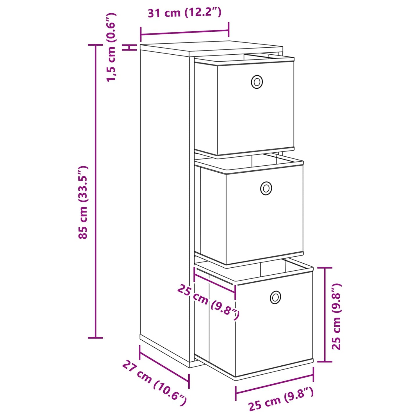 Dressoir met lade Wit 30,5 x 27 x 84,5 cm is nu te koop bij PeponiXL, paradijselijk wonen!