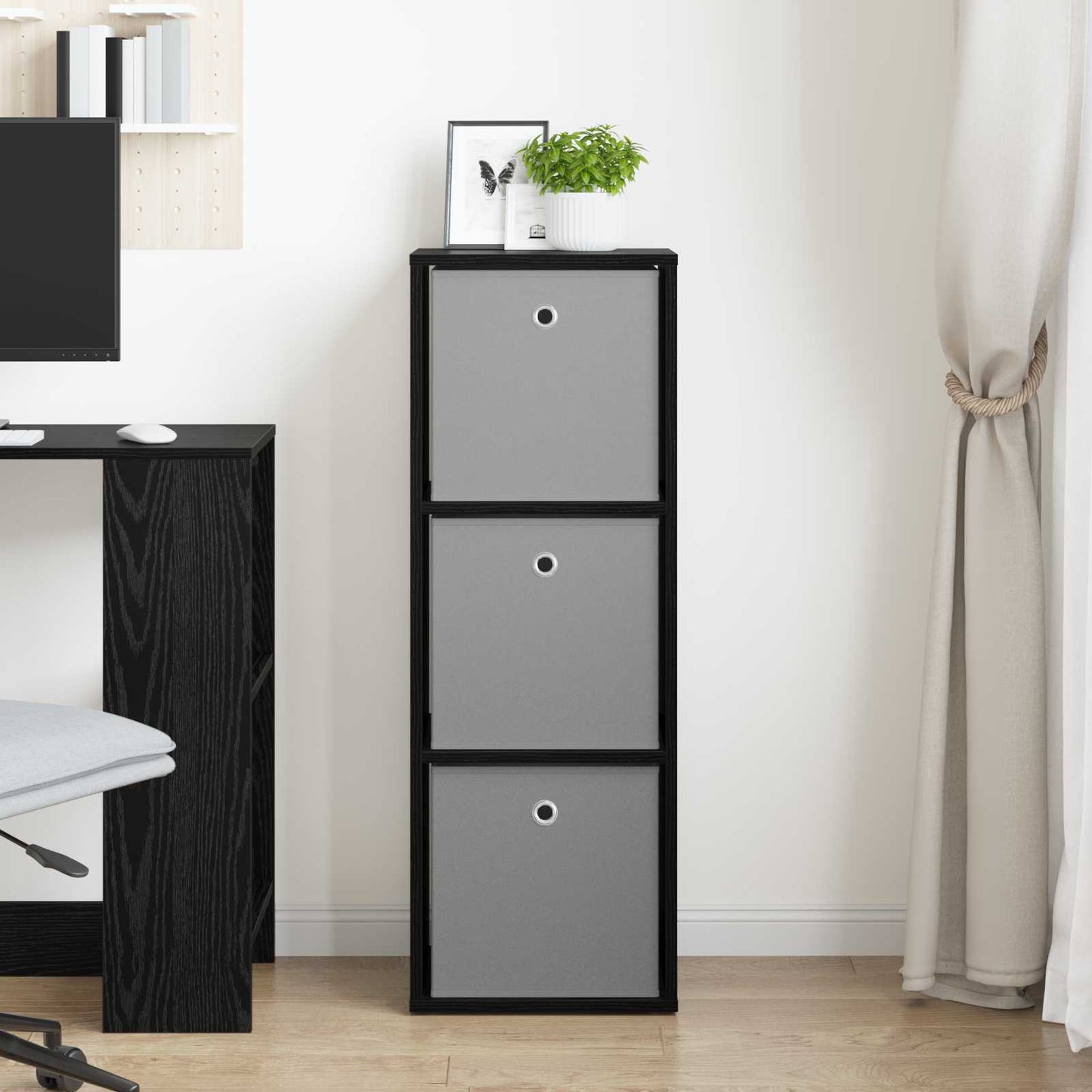 Dressoir met lade Zwart Eiken 35 x 32 x 99,5 cm is nu te koop bij PeponiXL, paradijselijk wonen!