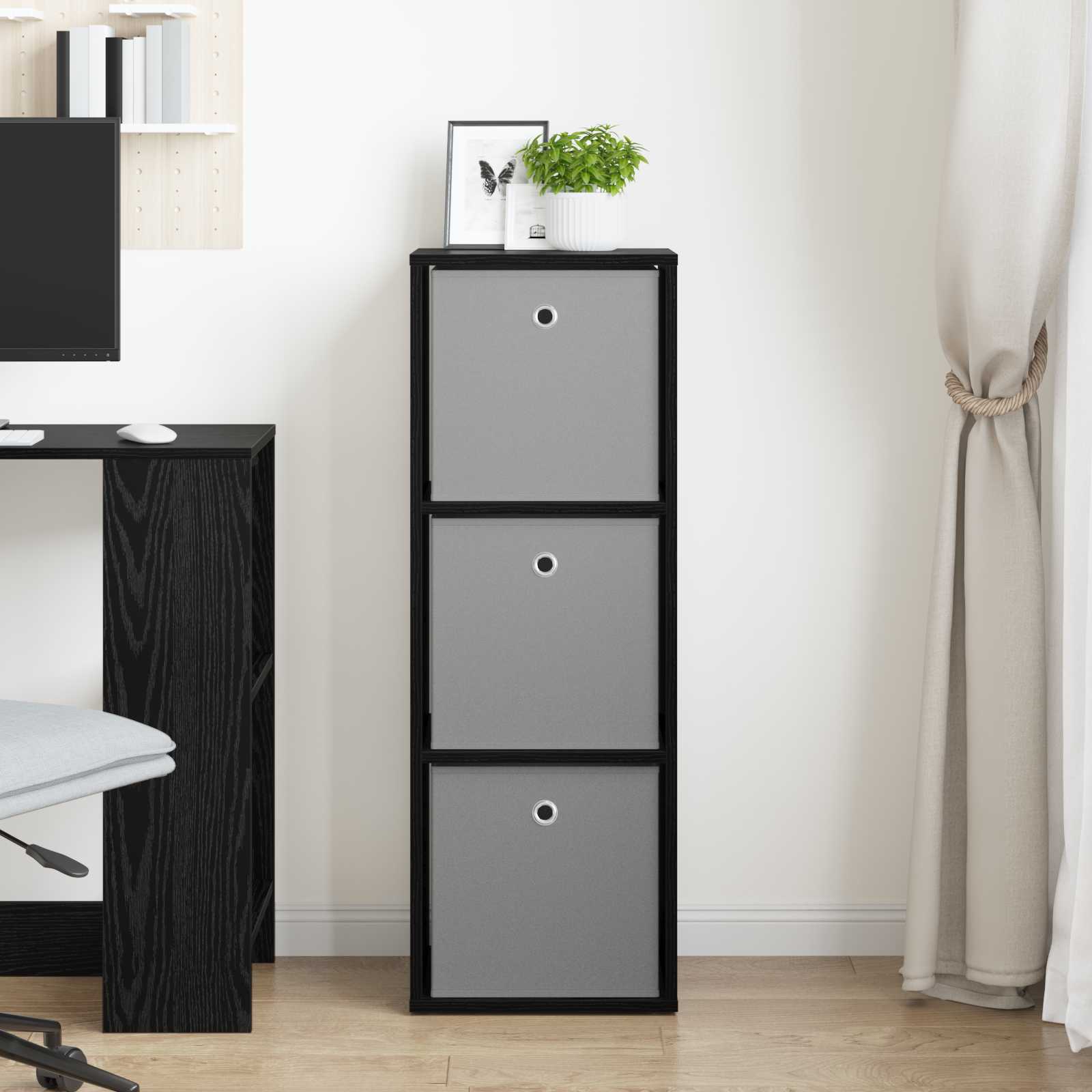 Dressoir met lade Zwart Eiken 35 x 32 x 99,5 cm is nu te koop bij PeponiXL, paradijselijk wonen!
