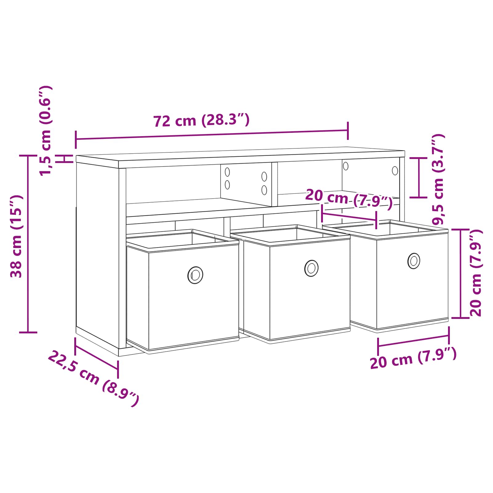 Laagkast met lade Sonoma Eiken 72 x 22,5 x 38 cm is nu te koop bij PeponiXL, paradijselijk wonen!