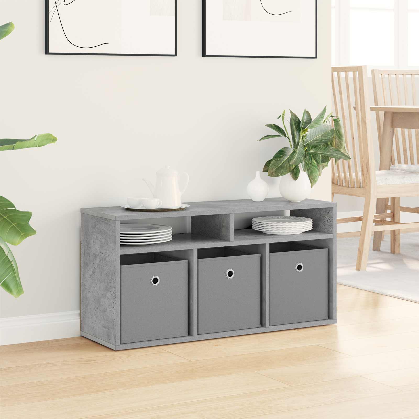 Laagkast met lade Beton Grijs 87 x 27,5 x 43 cm is nu te koop bij PeponiXL, paradijselijk wonen!