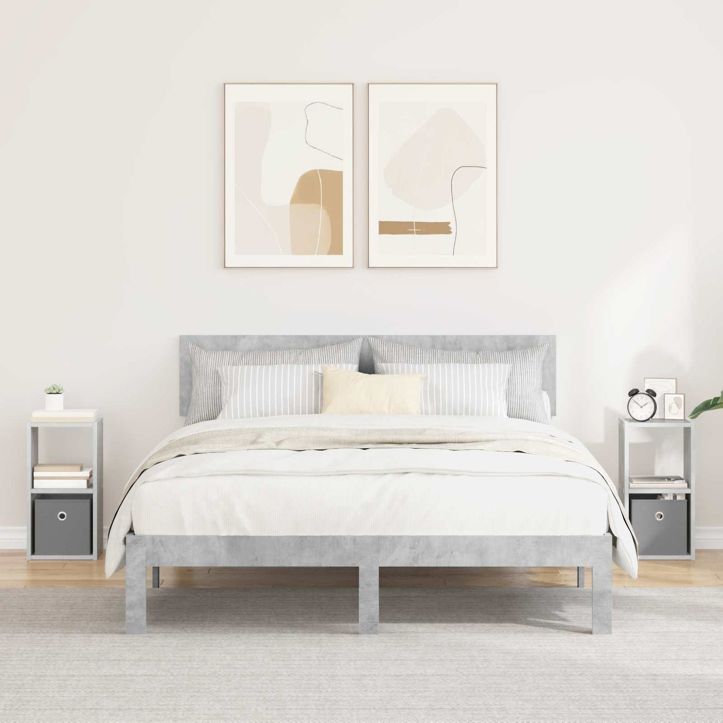 Nachtkastje 2 pcs Beton Grijs 25,5 x 22 x 49,5 cm Bewerkt hout is nu te koop bij PeponiXL, paradijselijk wonen!