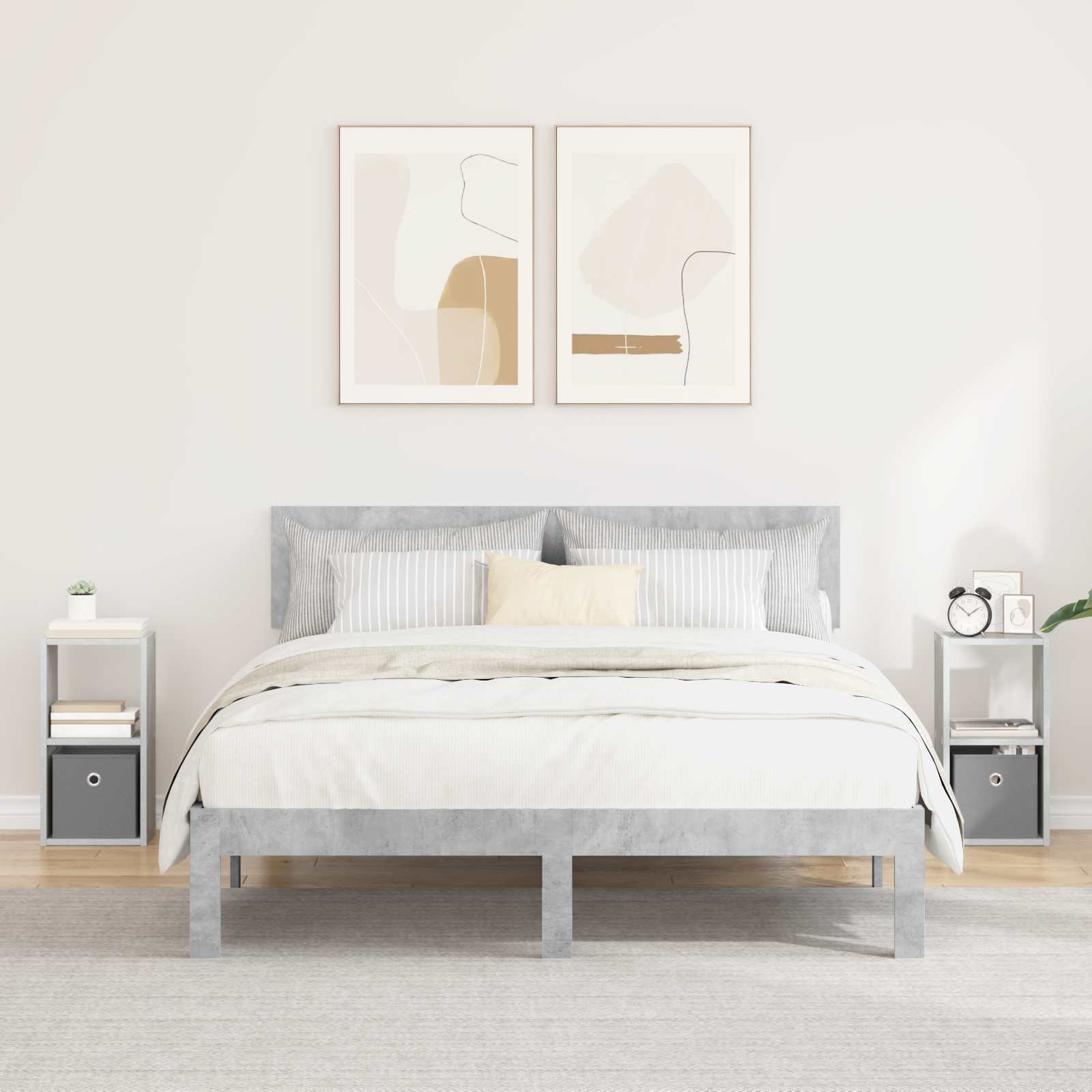 Nachtkastje 2 pcs Beton Grijs 25,5 x 22 x 49,5 cm Bewerkt hout is nu te koop bij PeponiXL, paradijselijk wonen!