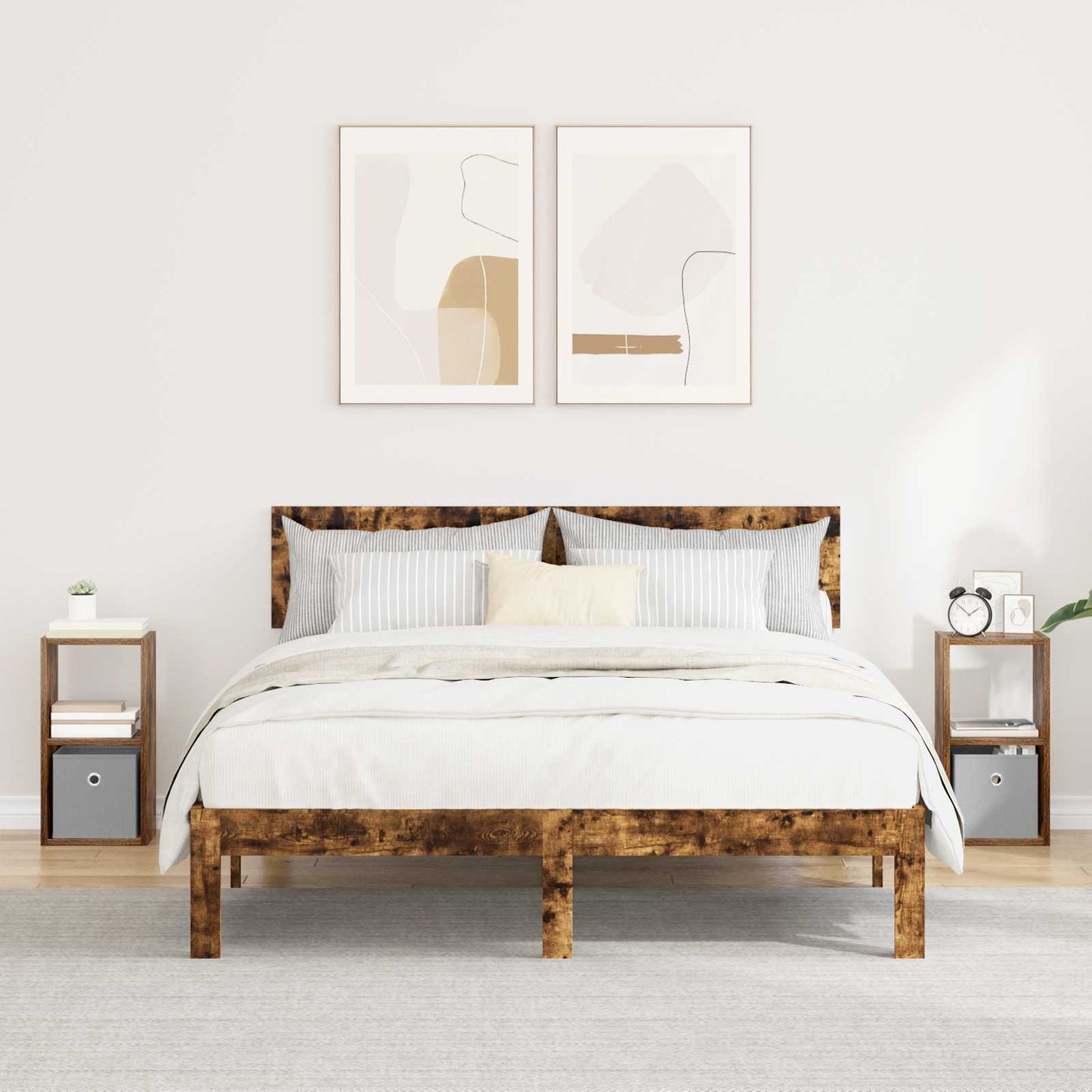 Nachtkastje met lade 2 pcs Gerookt eiken 25,5 x 22 x 49,5 cm is nu te koop bij PeponiXL, paradijselijk wonen!
