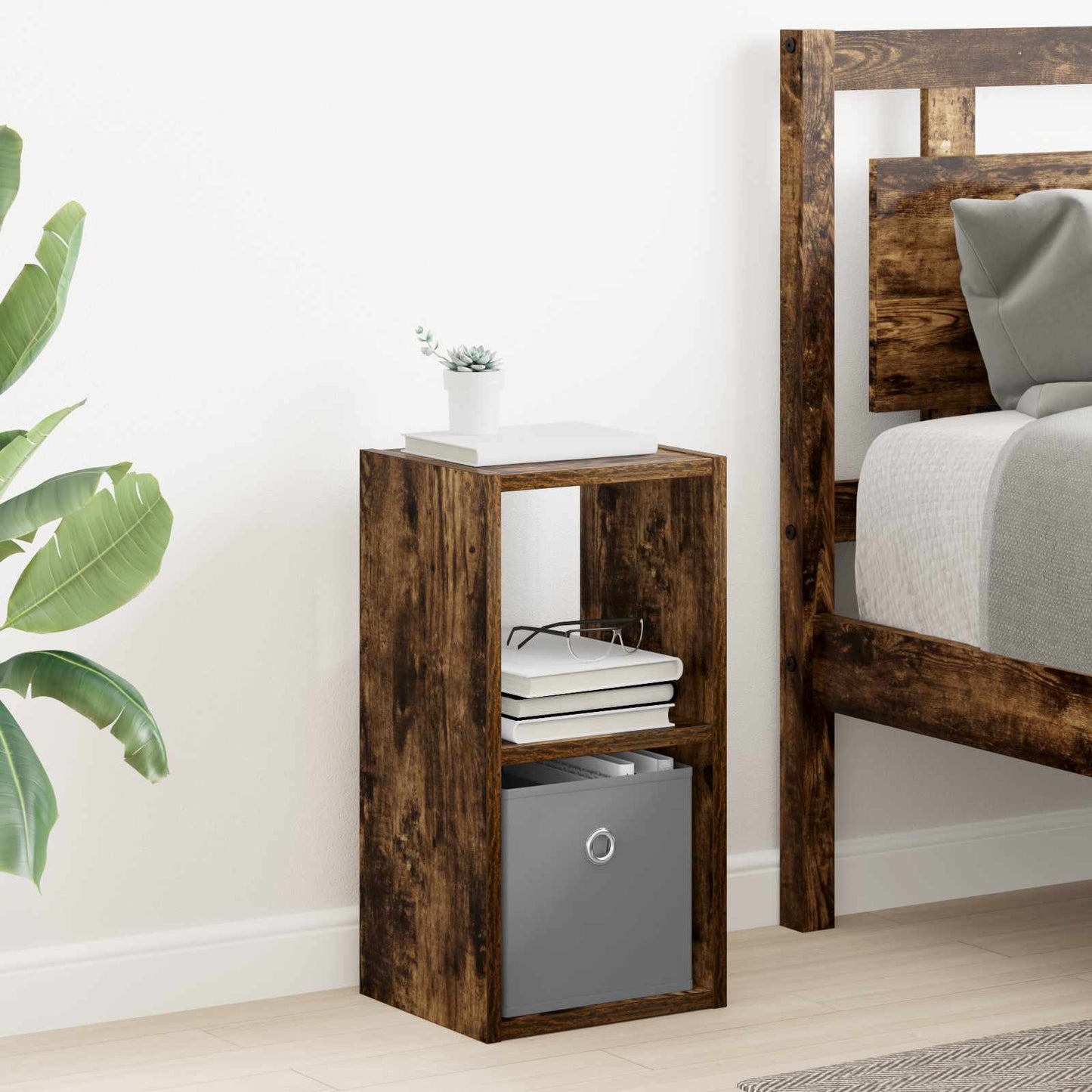 Nachtkastje met lade 2 pcs Gerookt eiken 25,5 x 22 x 49,5 cm is nu te koop bij PeponiXL, paradijselijk wonen!
