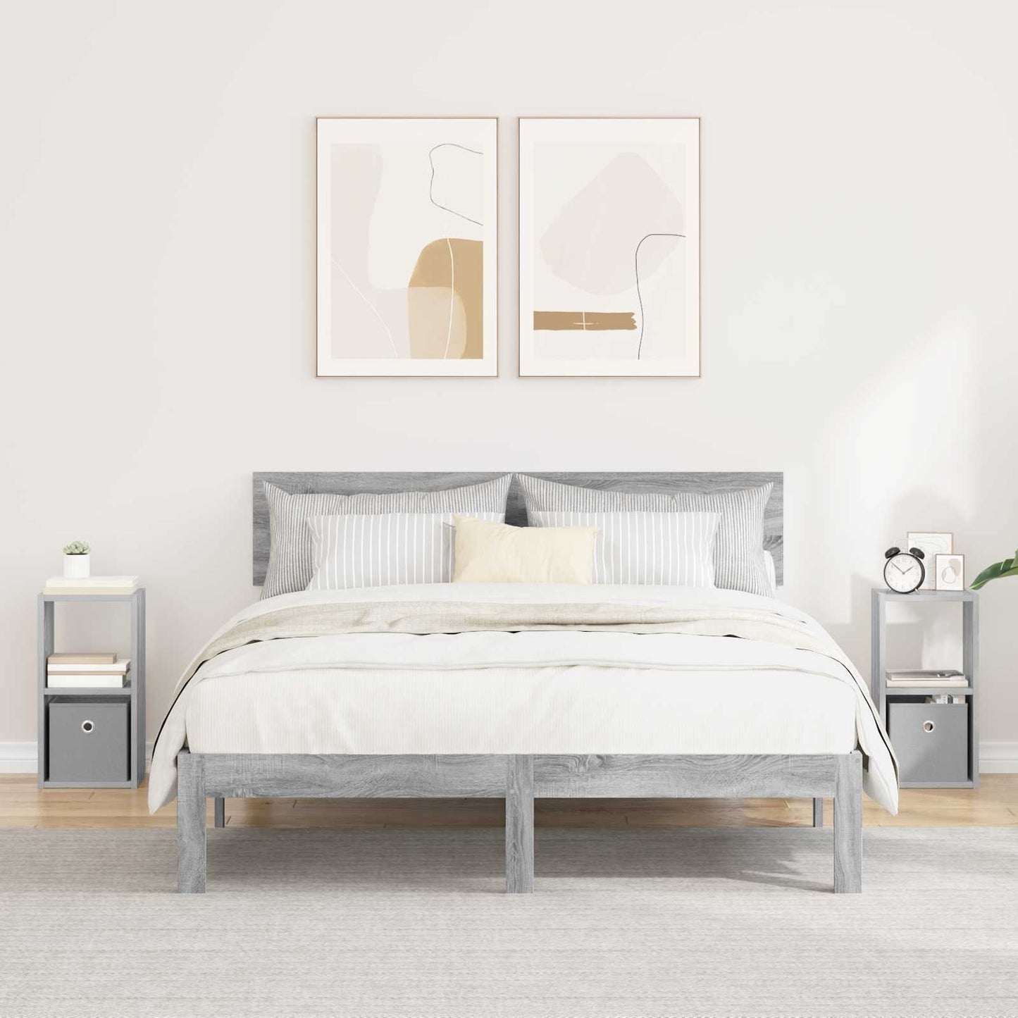 Nachtkastje 2 pcs Grijs Sonoma 25,5 x 22 x 49,5 cm Bewerkt hout is nu te koop bij PeponiXL, paradijselijk wonen!