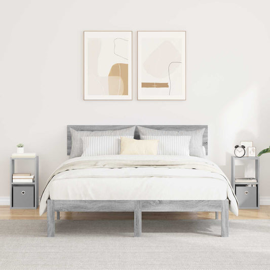 Nachtkastje 2 pcs Grijs Sonoma 25,5 x 22 x 49,5 cm Bewerkt hout is nu te koop bij PeponiXL, paradijselijk wonen!