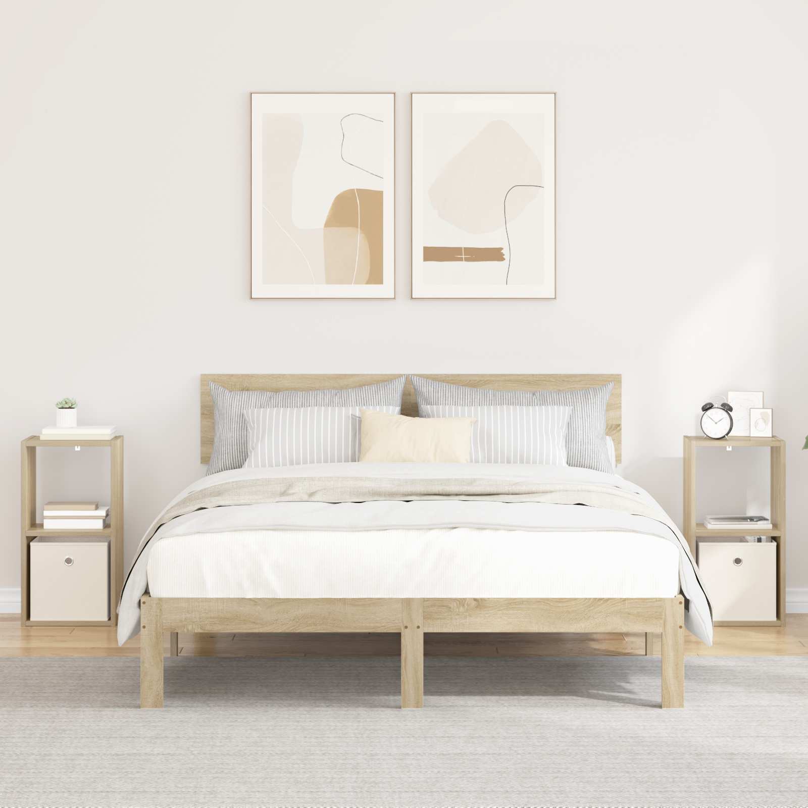 Nachtkastje 2 pcs Sonoma Eiken 30,5 x 27 x 59,5 cm Bewerkt hout is nu te koop bij PeponiXL, paradijselijk wonen!
